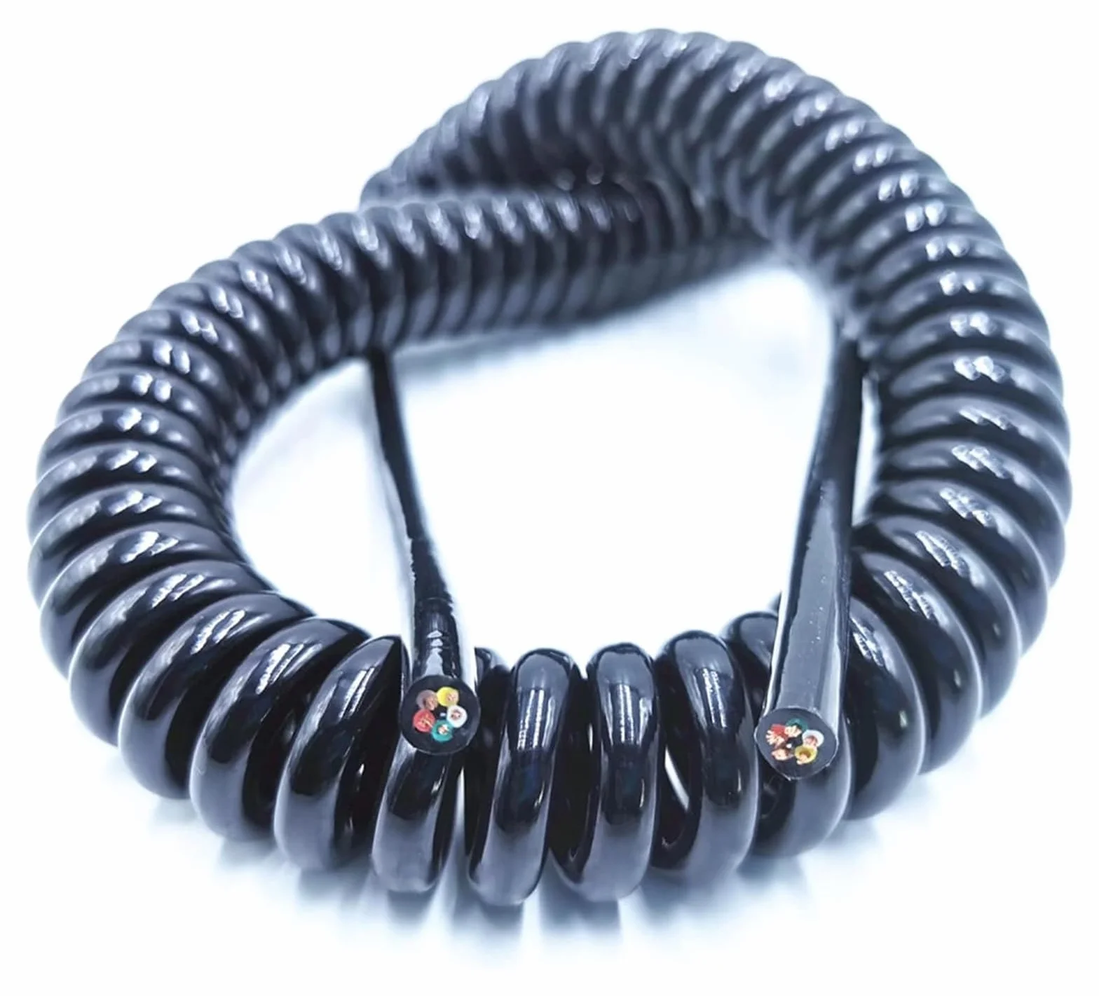 Kabel sprężynowy, Przewód sprężynowy 3-żyłowy, spiralny przewód elektryczny, czarny przewód zasilający, rozciągliwy przewód, 0,5 kwadratu 2,5 m 5 m 7,5 m,