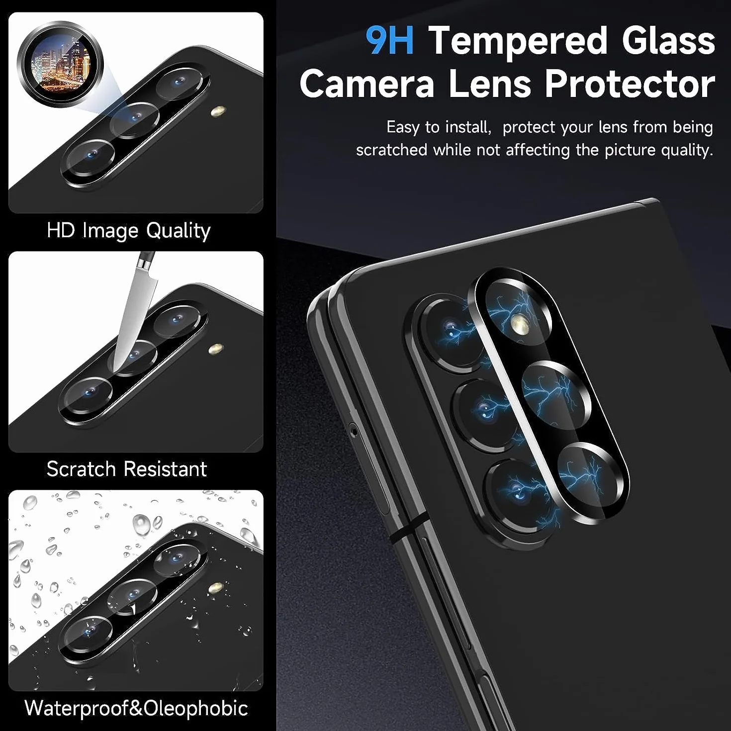 2 x ochrona ekranu ze szkła hartowanego do Samsung Galaxy Z Fold 5+, 2 x wewnętrzna miękka folia chroniąca prywatność, 2 x osłona obiektywu aparatu + 2 x folia boczna [odporna na zarysowania] [bez