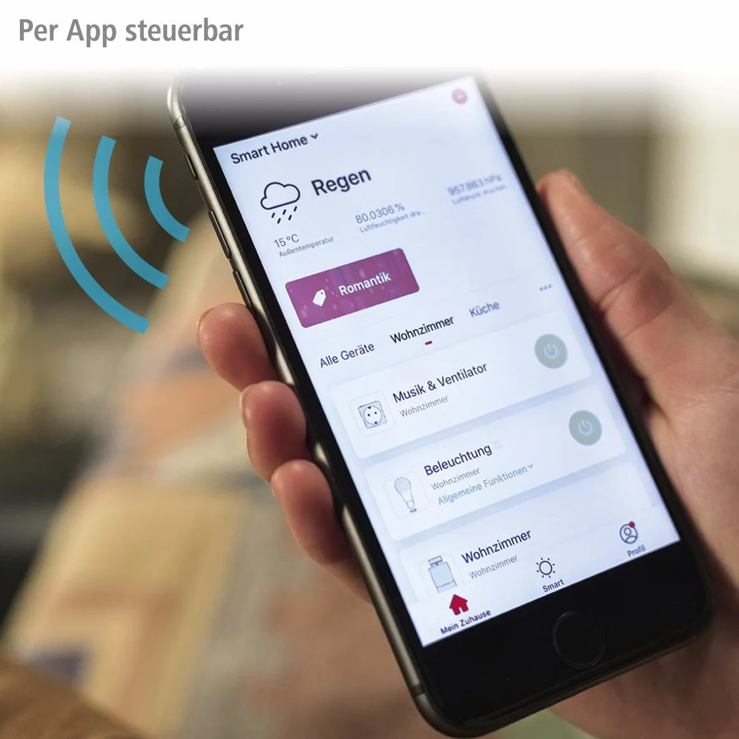 Listwa zasilająca WLAN Hama z 4 gniazdami (pojedyncze przełączanie, listwa z 4 gniazdami z zabezpieczeniem przed przeciążeniem, sterowanie za pomocą aplikacji i głosem, natężenie 10 A), biała
