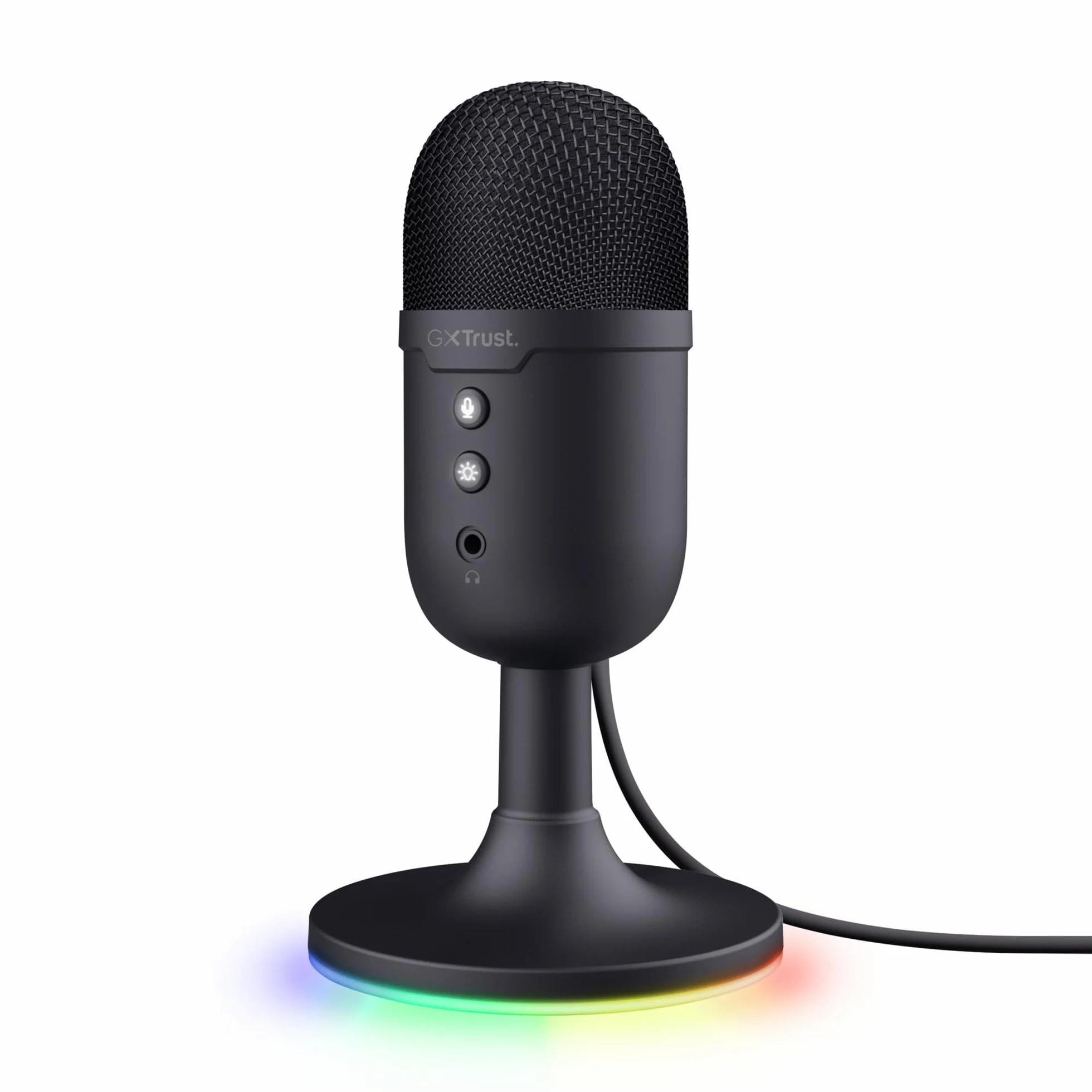 GXTrust 236 Yami Mikrofon Pojemnościowy USB do Podcastów Twitch Discord ASMR Youtube Playstation 5, Mikrofon do Gier z Kardioidalnym Wzorem Nagrywania, Podświetlenie RGB, Czarny