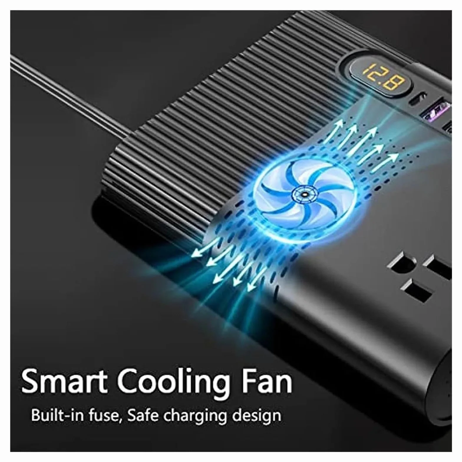 Inwertery, Przetwornica napięcia samochodowego 300 W, 12 V DC do AC, gniazdo samochodowe, konwerter samochodowy z 4 portami USB