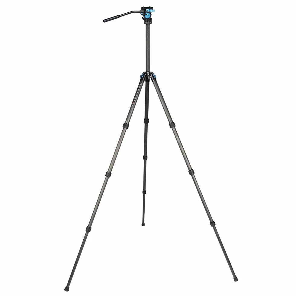 SIRUI ST-124+VA-5 wodoszczelny statyw z włókna węglowego z głowicą wideo panoramiczną, trójkątna kolumna środkowa, kompaktowy statyw podróżny do lustrzanek cyfrowych, 4 sekcje, maks. 166 cm, obciążenie 3 kg