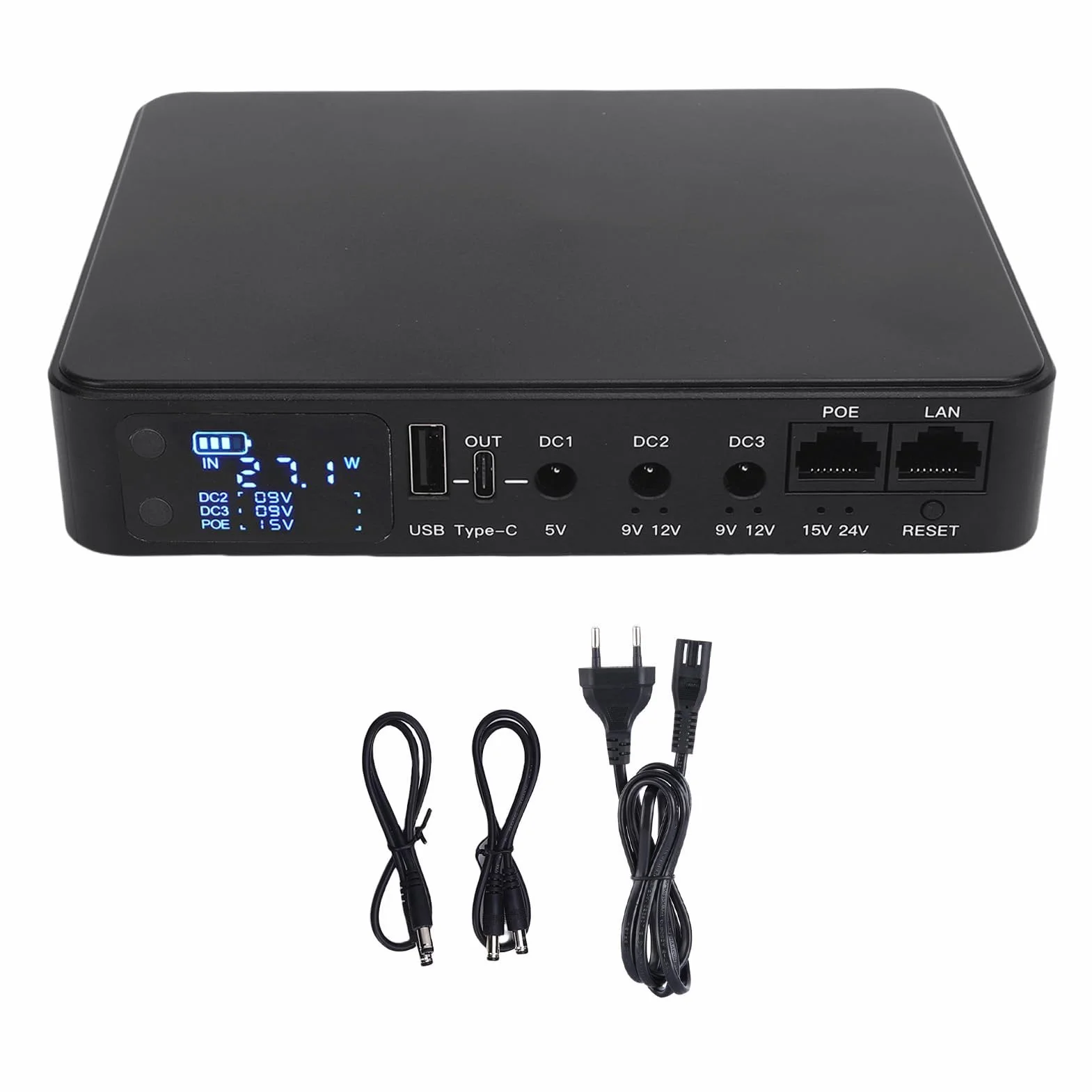UPS Battery Backup 18000 MAh Digital Display Zasilacz z DC USB Wyjściowe POE Portable Zasilacz dla Kamer Bezpieczeństwa Routery Skanery Odcisków Palców (wtyczka UE)