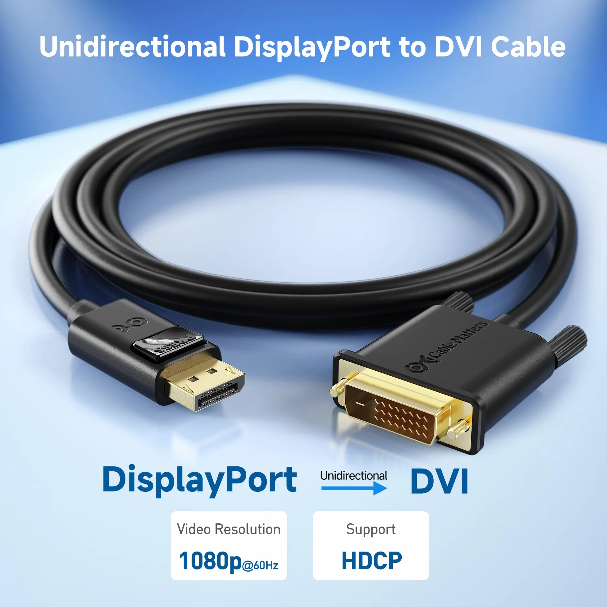 Cable Matters Kabel DisplayPort do DVI (kabel DP do DVI) 1,8 m