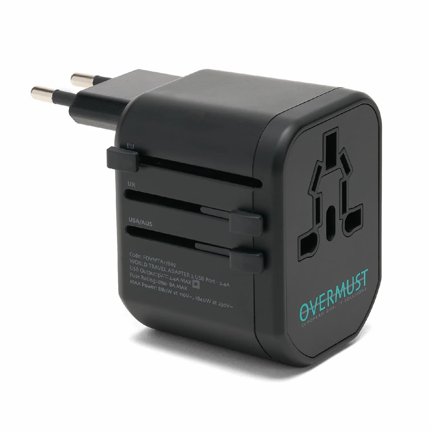 Uniwersalna Przejściówka Podróżna z 2 Portami USB, Kompatybilna w USA, Wielkiej Brytanii, Europie i Australii, Przenośna Konstrukcja, Pełna Kompatybilność 100 V-240 V