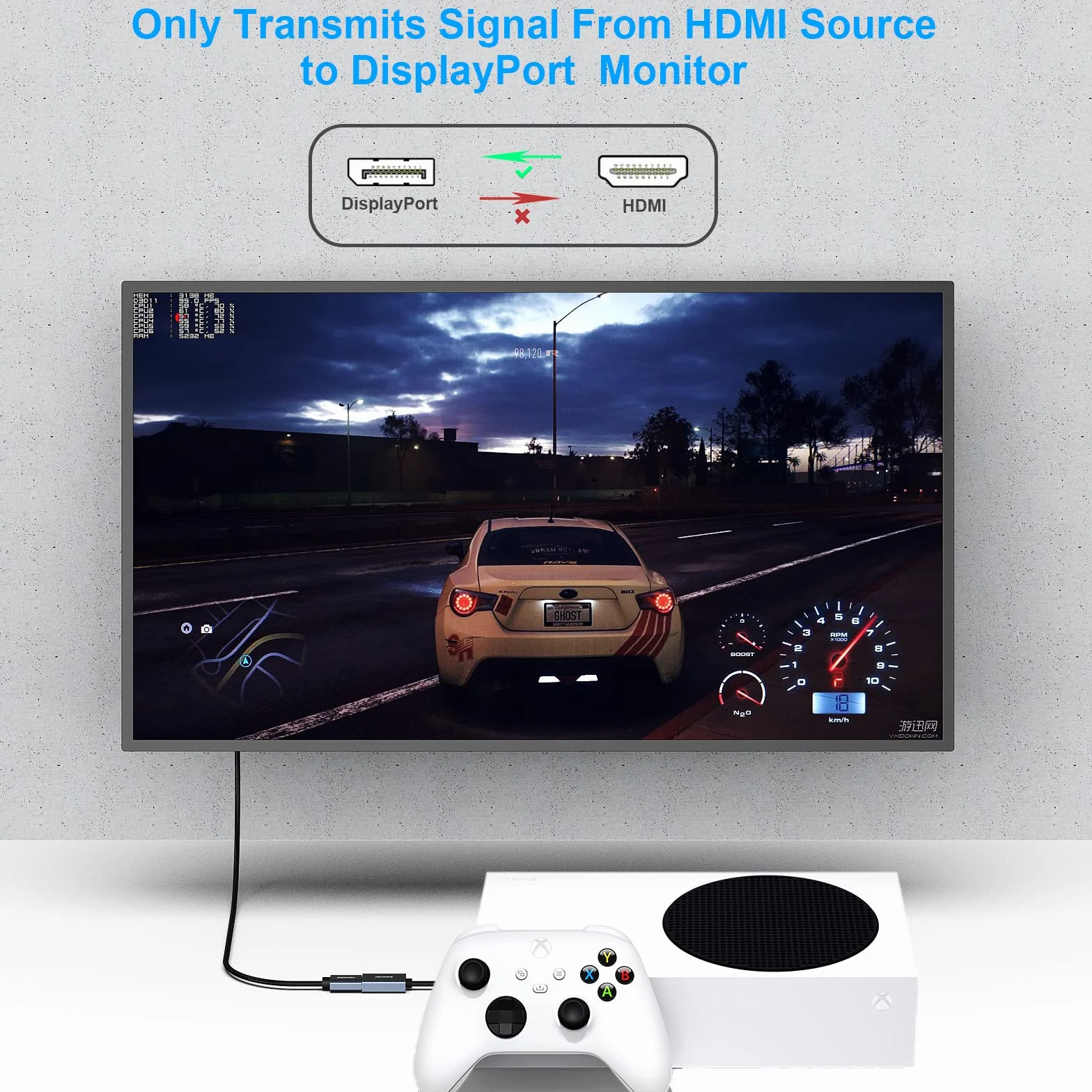 BENFEI Adapter HDMI na DisplayPort, konwerter HDMI na DisplayPort 4K@60 Hz 2K@144 Hz, 1080P @165 Hz, kompatybilny z kartą graficzną PC Laptop PS5 Xbox One (360)