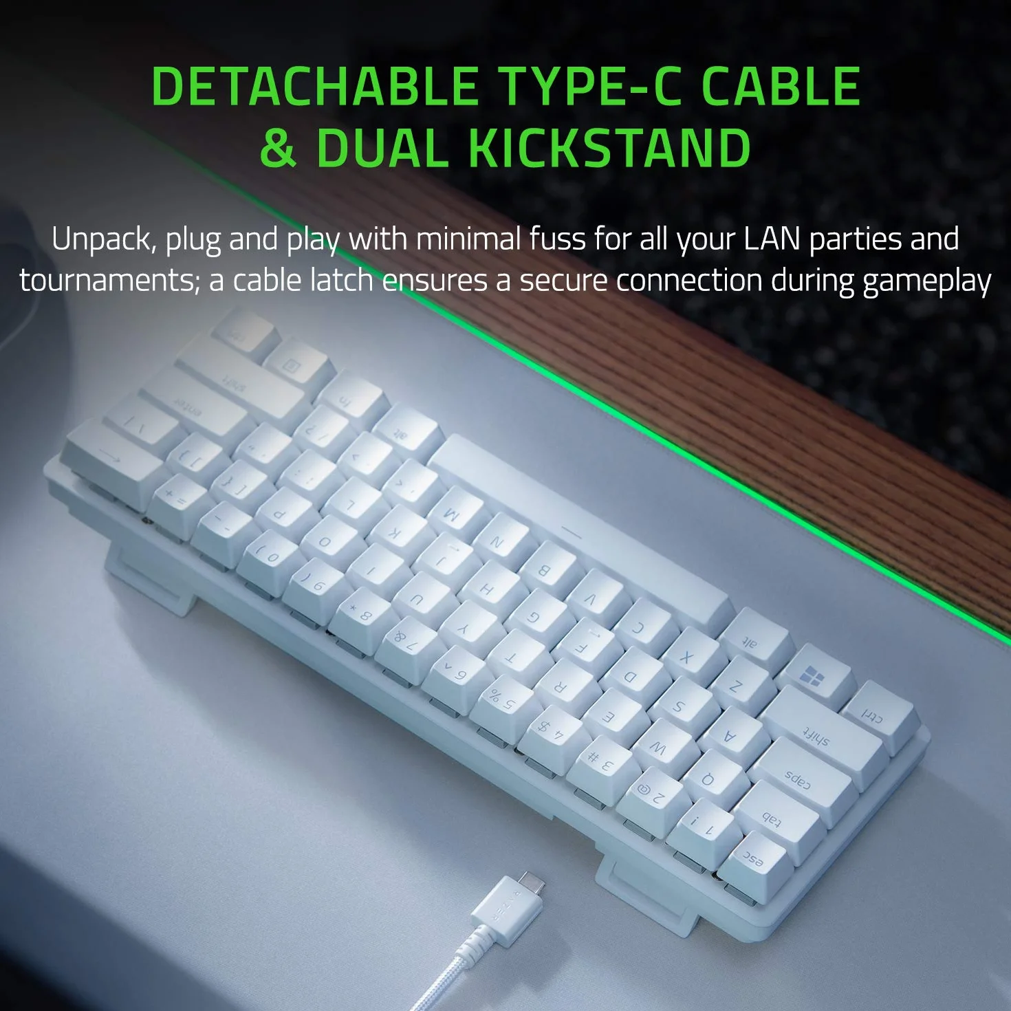 Razer Huntsman Mini (Purple Switch) – kompaktowa klawiatura do gier 60% (klikalne przełączniki optyczno-mechaniczne, podwójnie formowane klawisze PBT) Układ QWERTY US | Mercury