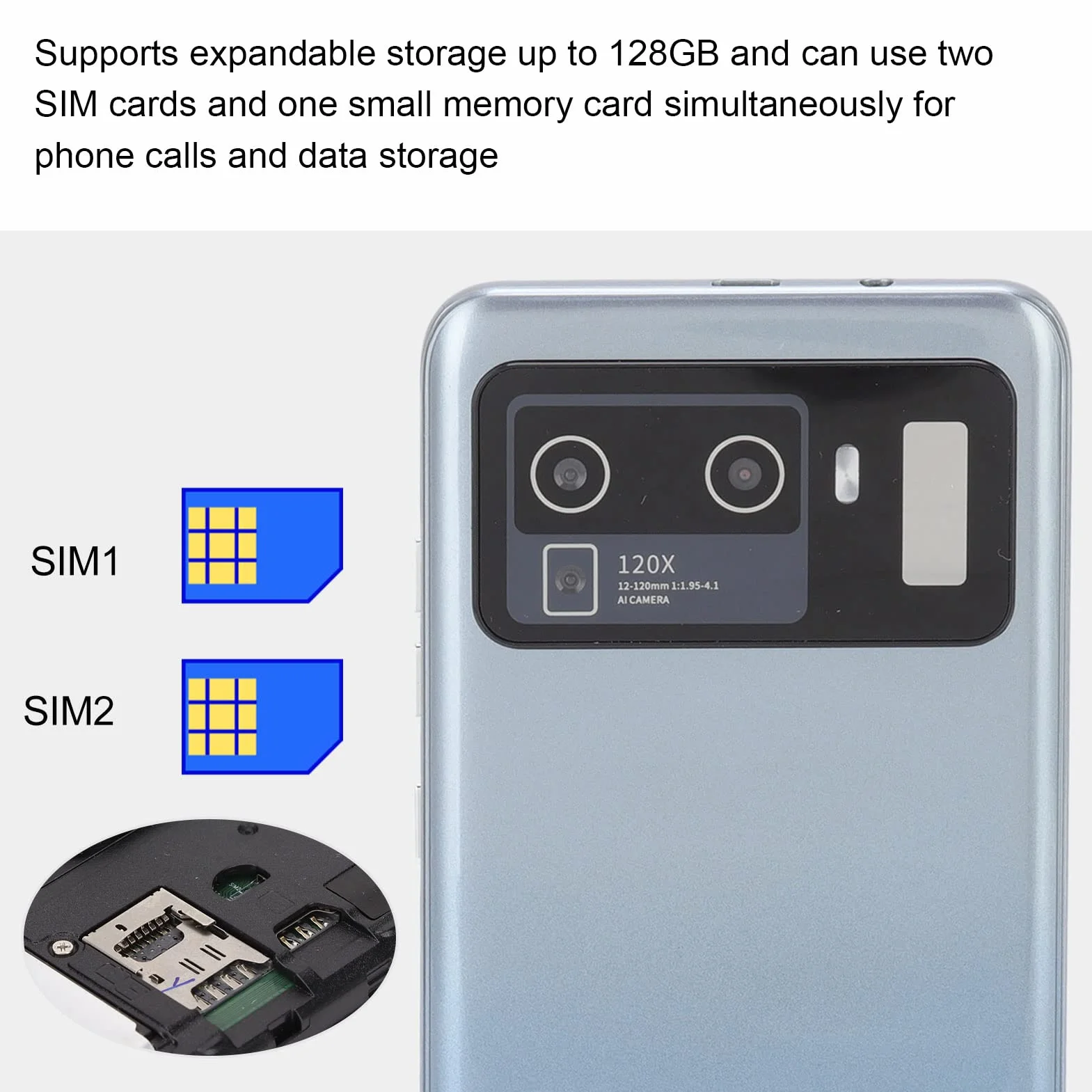 M12 Uitra Inteligentny Telefon, RAM 2GB ROM 32GB 2200mAh Bateria M12 Uitra Telefon Komórkowy Czterordzeniowy Procesor CPU do Pracy (Szary)