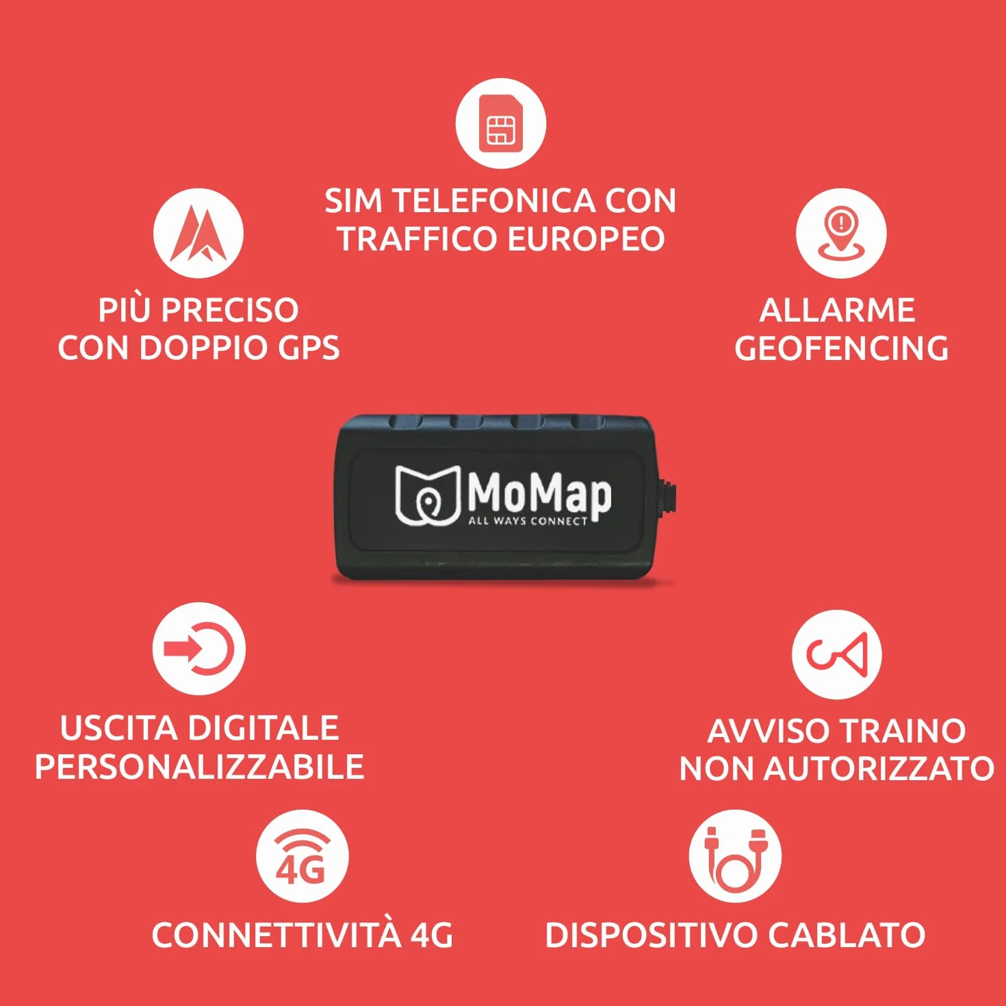 MoMap Start 4G - GPS Tracker do samochodów i motocykli, automatyczne blokowanie rozruchu po 30 sekundach, monitorowanie stanu baterii, 100% włoska aplikacja i obsługa klienta w 100% włoski