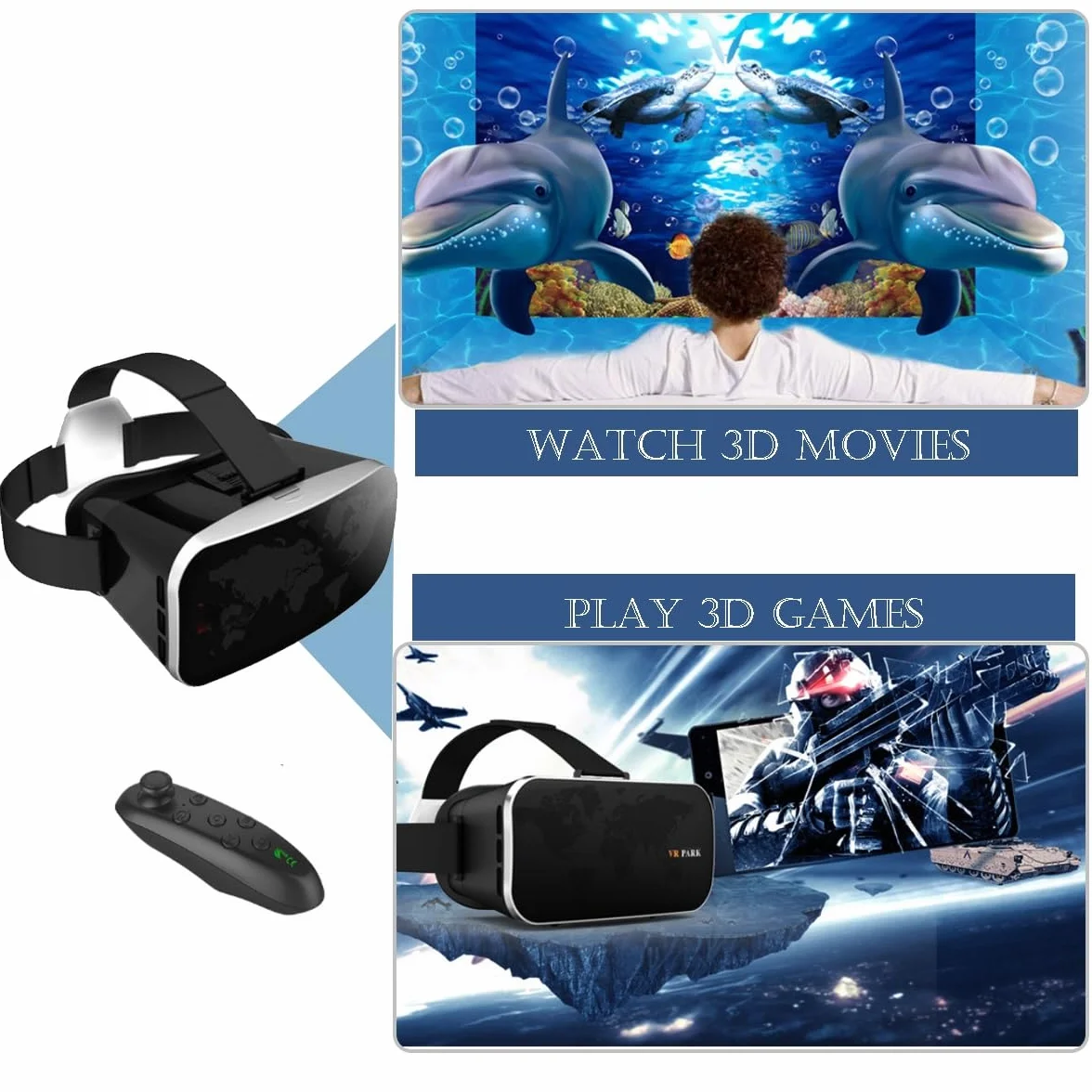 Inteligentne okulary VR Virtual Reality HD - niebieskie światło Ochrona oczu Okulary VR, inteligentne okulary VR Virtual Reality HD, okulary VR dla systemów Android IOS Można używać - idealne prezenty