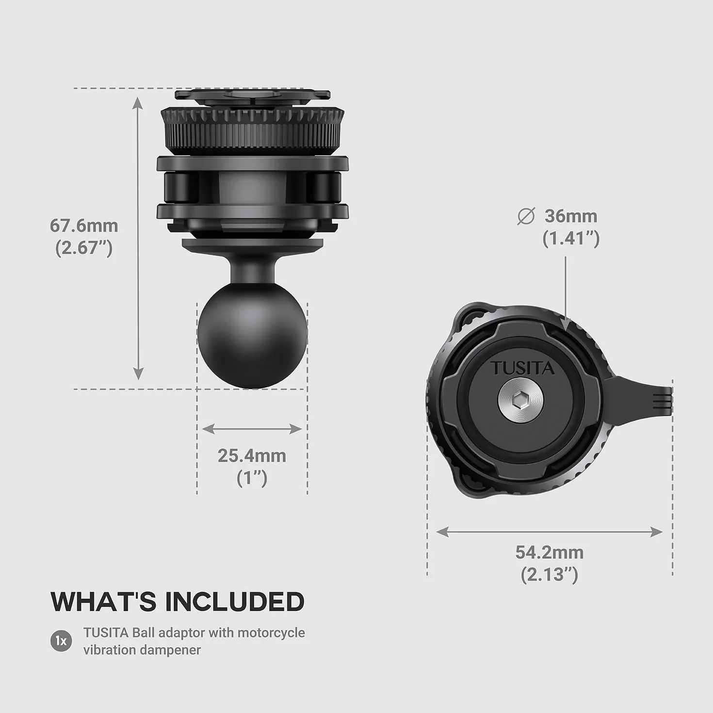 TUSITA Twist Lock 1" Kulę Adapter Uchwyt z Tłumikiem Drgań