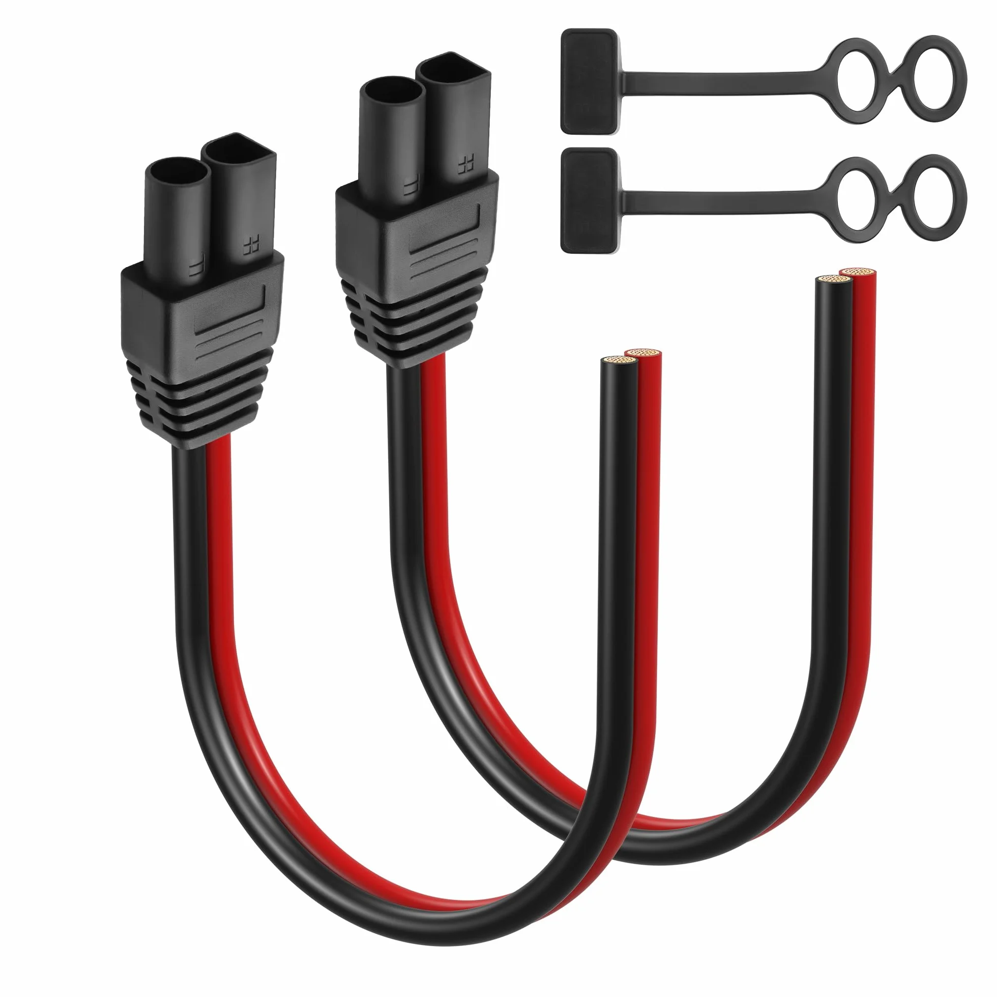GINTOOYUN 2 szt. wtyczka EC5 Power Pigtails kabel 12AWG EC5, wtyczka do gołego drutu, kabel naprawczy z wodoodporną nasadką do akumulatorów samochodowych (11,81 cala), wtyczka EC5 0,3 m