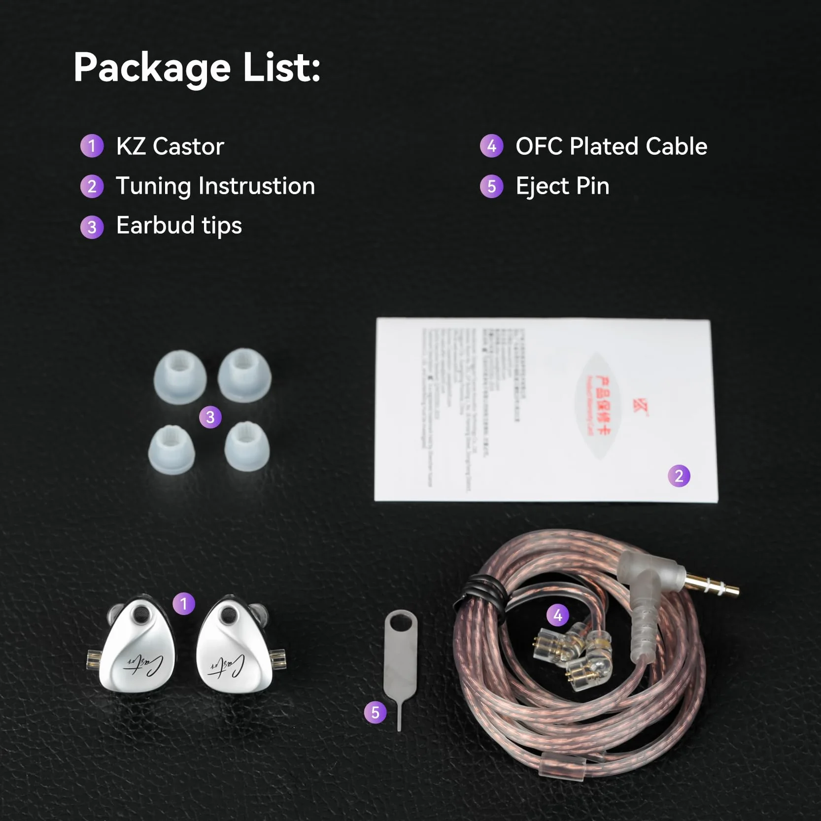 KZ Castor in Ear Monitor słuchawki, odłączany kabel 2-pinowy podwójny dynamiczny sterownik, przewodowe słuchawki douszne, ulepszone basy HiFi, Tuning dźwięku, izolacja szumów IEM