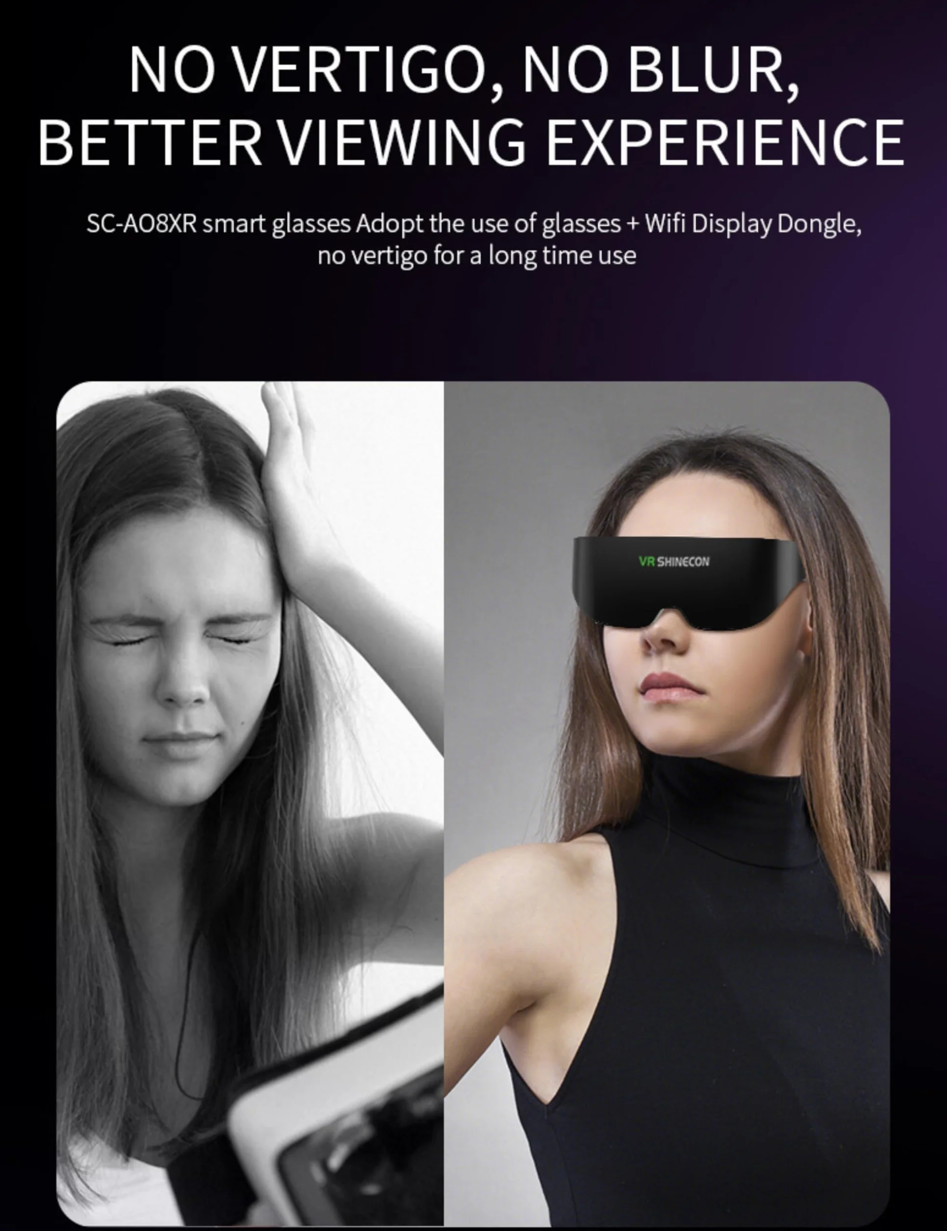 Okulary Wideo 3D z Ekranem Bezprzewodowego Wi-Fi 4K, 2,1-calowe Inteligentne Okulary VR 1058PPI, Okulary Wirtualnej Rzeczywistości, Okulary do Wyświetlania Gier HD dla