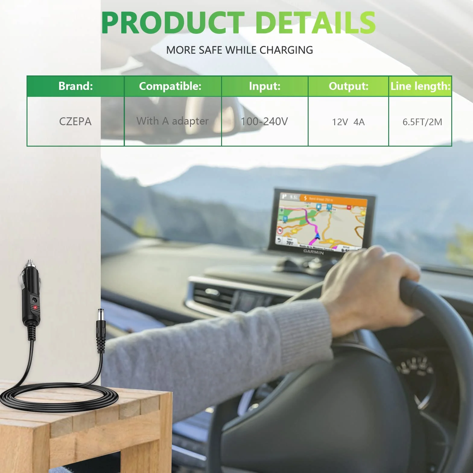 Ładowarka samochodowa 12 V DC z 8 złączami do przenośnego odtwarzacza DVD, DVD, odtwarzacza DVD, GPS, głośników Bluetooth, laktator, lodówka samochodowa, kompresor powietrza, podgrzewany kubek