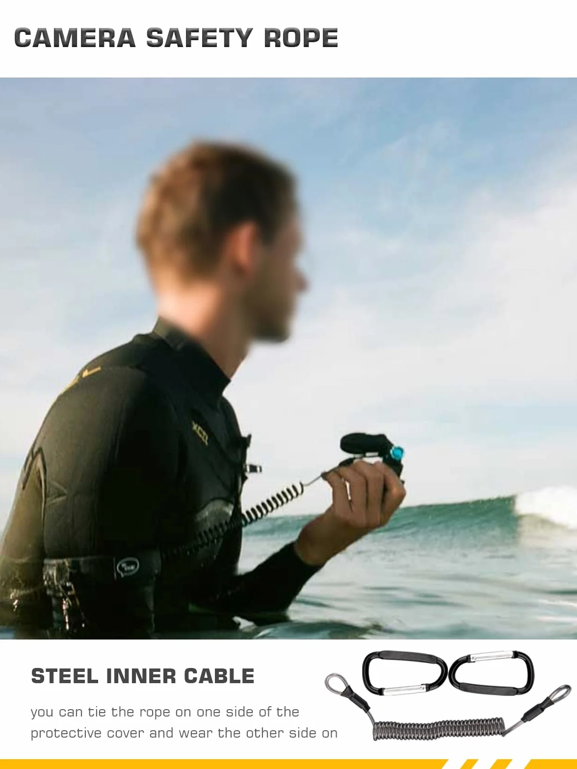 Lammcou Pływający uchwyt, Go Pro pływający wodoodporny uchwyt do nurkowania, monopod z liną bezpieczeństwa i opaską na nadgarstek, pływający uchwyt do Hero 13 12 11 10 9 Go3 X3 akcesoria