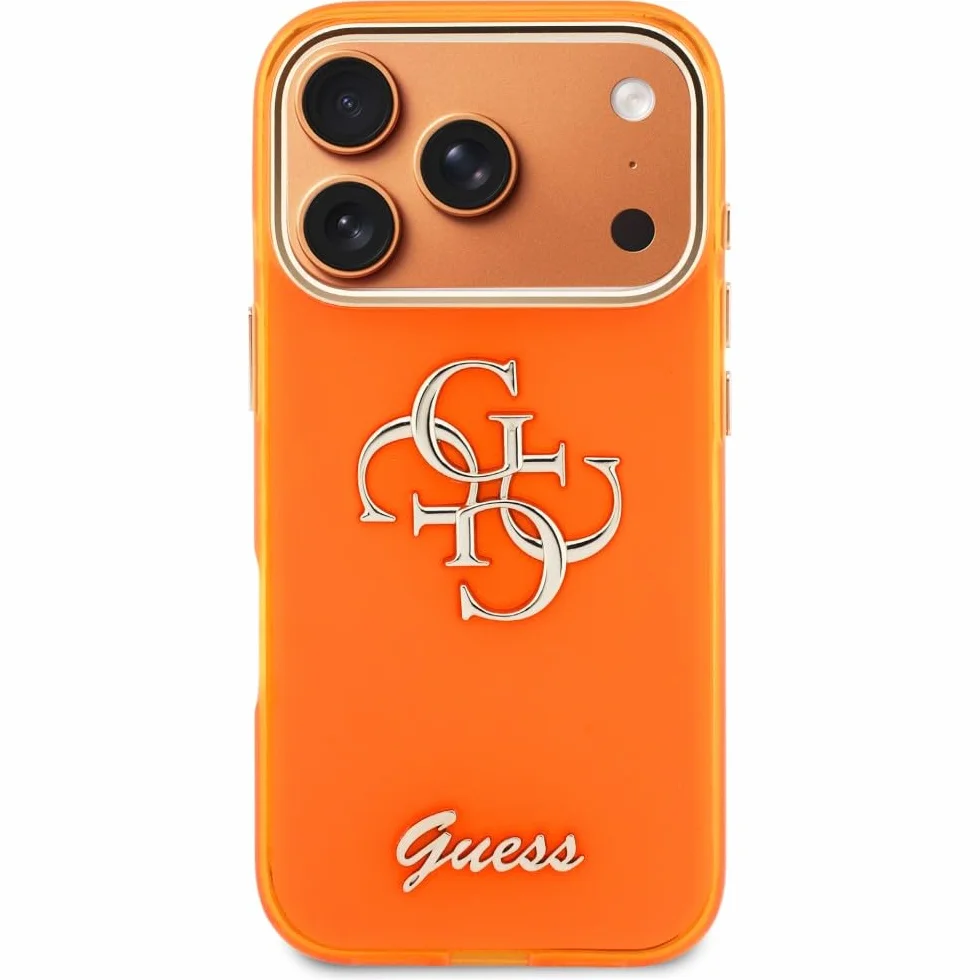 CG MOBILE Guess IML 4G Script Metal etui do iPhone 17 Pro Max (pomarańczowe)