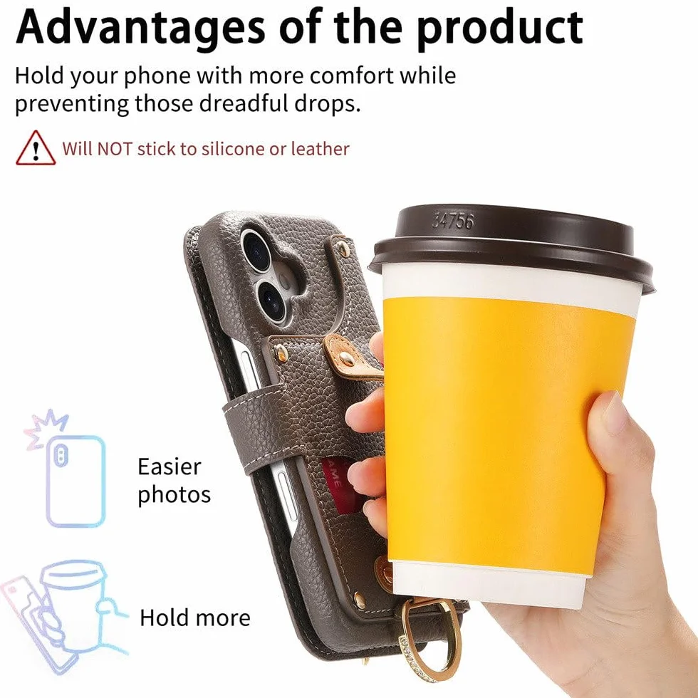 Małe, świeże etui na telefon komórkowy z klapką, odpowiednie do iPhone'a 11 12 13 14 15 16 Pro Max 14 15 16 Plus, opaska na nadgarstek, etui ochronne antypoślizgowe, zielone, do iPhone'a 16 Pro