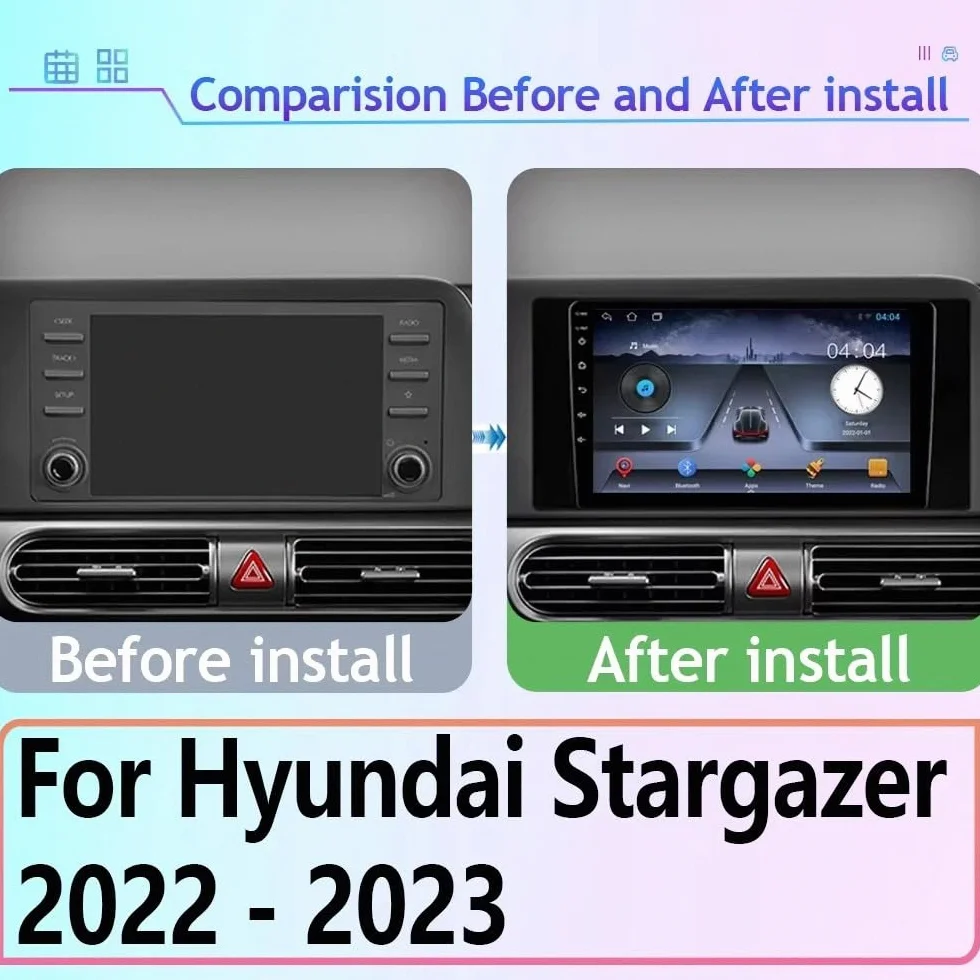 Sat Nav Carplay Car Radio Stereo dla Hyundai Stargazer 2022-2023 Odtwarzacz Wideo Car Play Mirror Link, Siri/Airplay/Aux/Radio, Odtwarzacz Bluetooth Wi-Fi, 8 Rdzeń 6G+128G