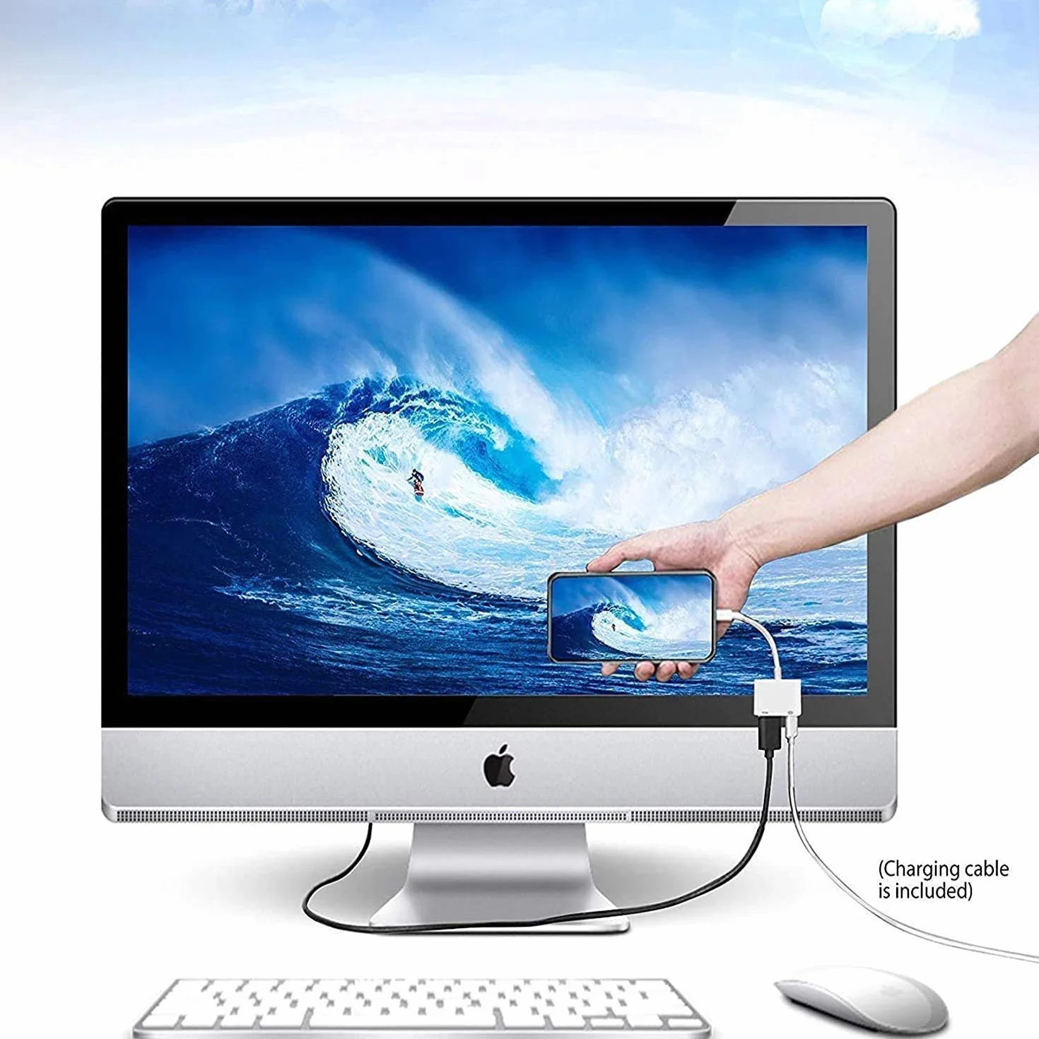 Adapter cyfrowy AV Lightning Adapter [Apple MFi] iPhone iPad HDMI Lightning TV do HDMI Kabel Plug and Play dla iPhone 14/13/12/SE/11/XS/XR/X/8/7/iPad do TV/HDTV/Monitor/Projector