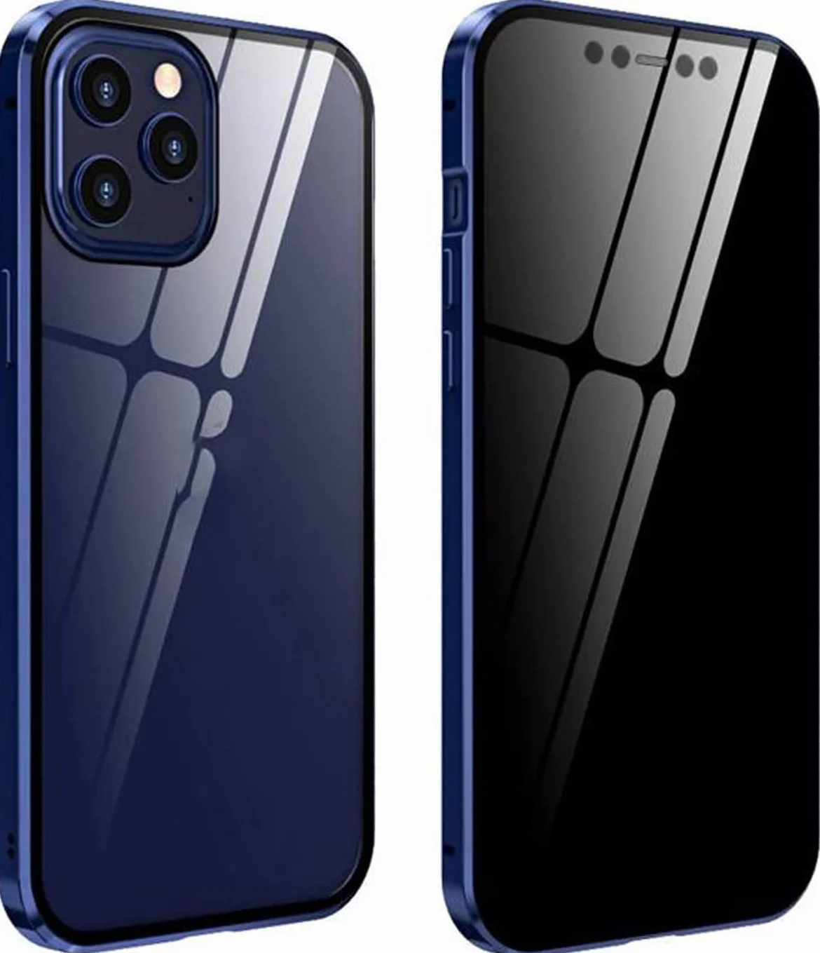 Etui na iPhone 14 Pro, antypodglądający dwustronny magnes ze szkła hartowanego adsorpcja prywatność ekran etui na telefon, 360 pełne odporne na wstrząsy etui ochronne do iPhone 14 Pro (kolor: niebieski)