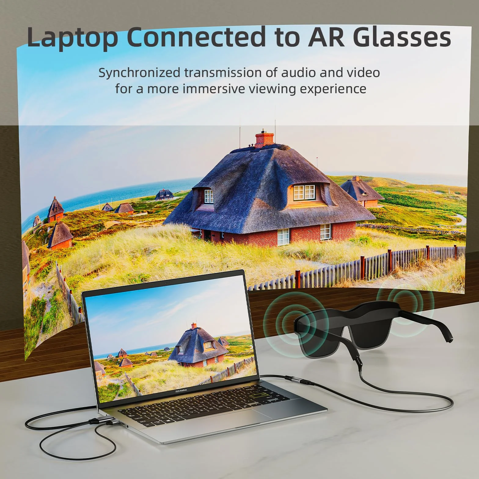 Kabel przejściowy HDMI na USB-C żeński 4K przy 60 Hz, jednokierunkowy HDMI do typu C do przenośnych monitorów, laptopów, projektorów, okularów Xreal Air/Rokid AR