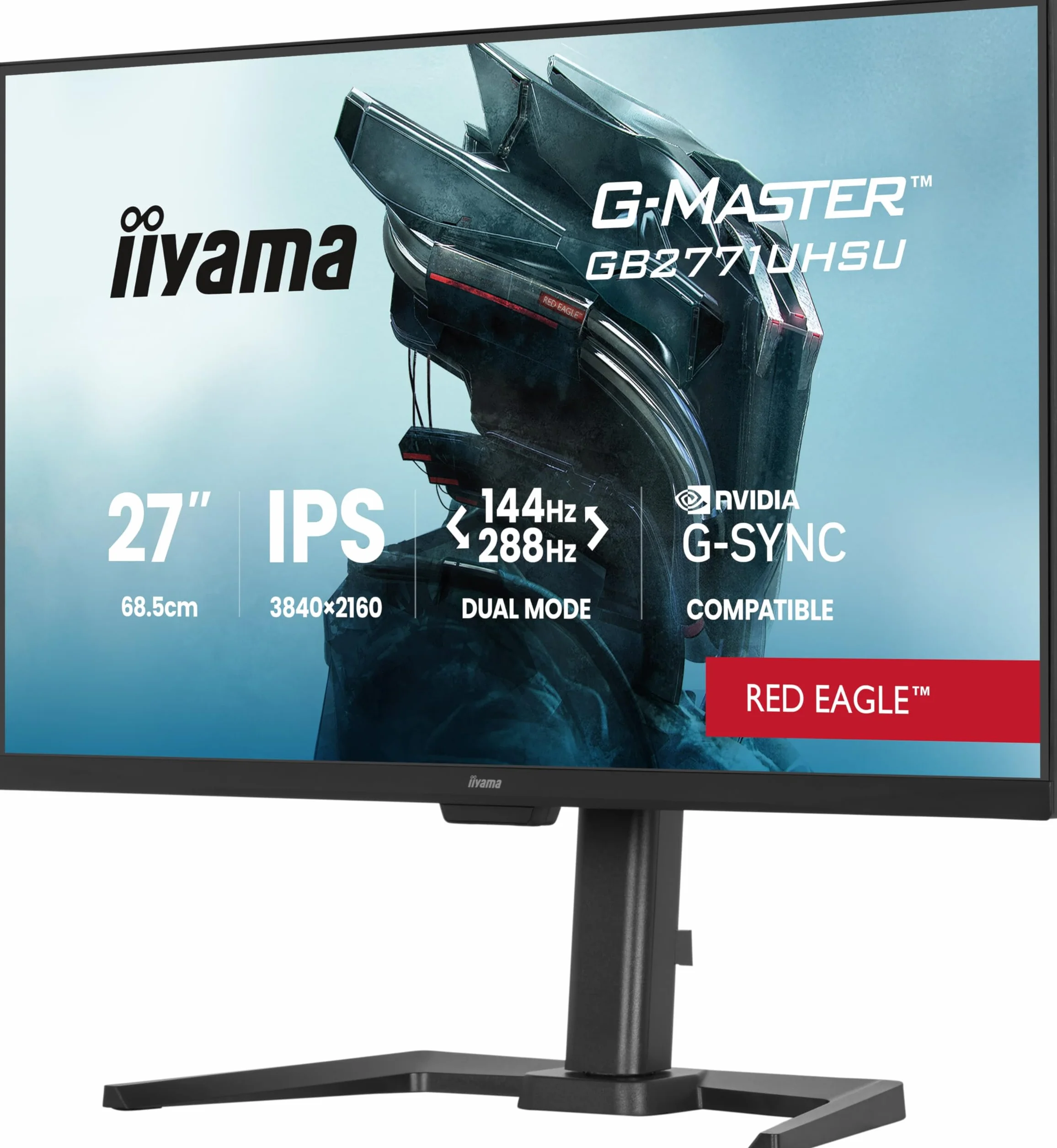 iiyama G-Master GB2771UHSU-B1 27 cali 144 Hz 4K 3840 x 2160, 0,8 ms, kompatybilny z AMD FreeSync Premium/NVIDIA G-SYNC, 2 x HDMI 2.1,1 x DisplayPort, HAS