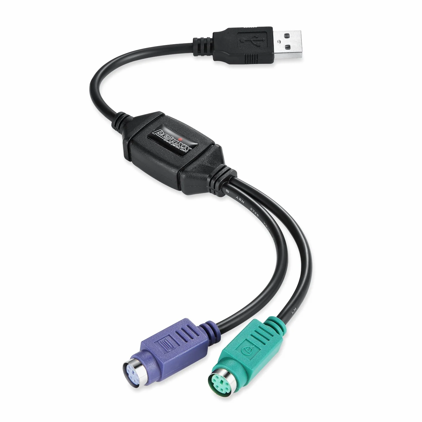 Adapter Perixx PERIPRO-401 PS2 na USB – do klawiatury i myszy z interfejsem PS2, zintegrowany USB-IC