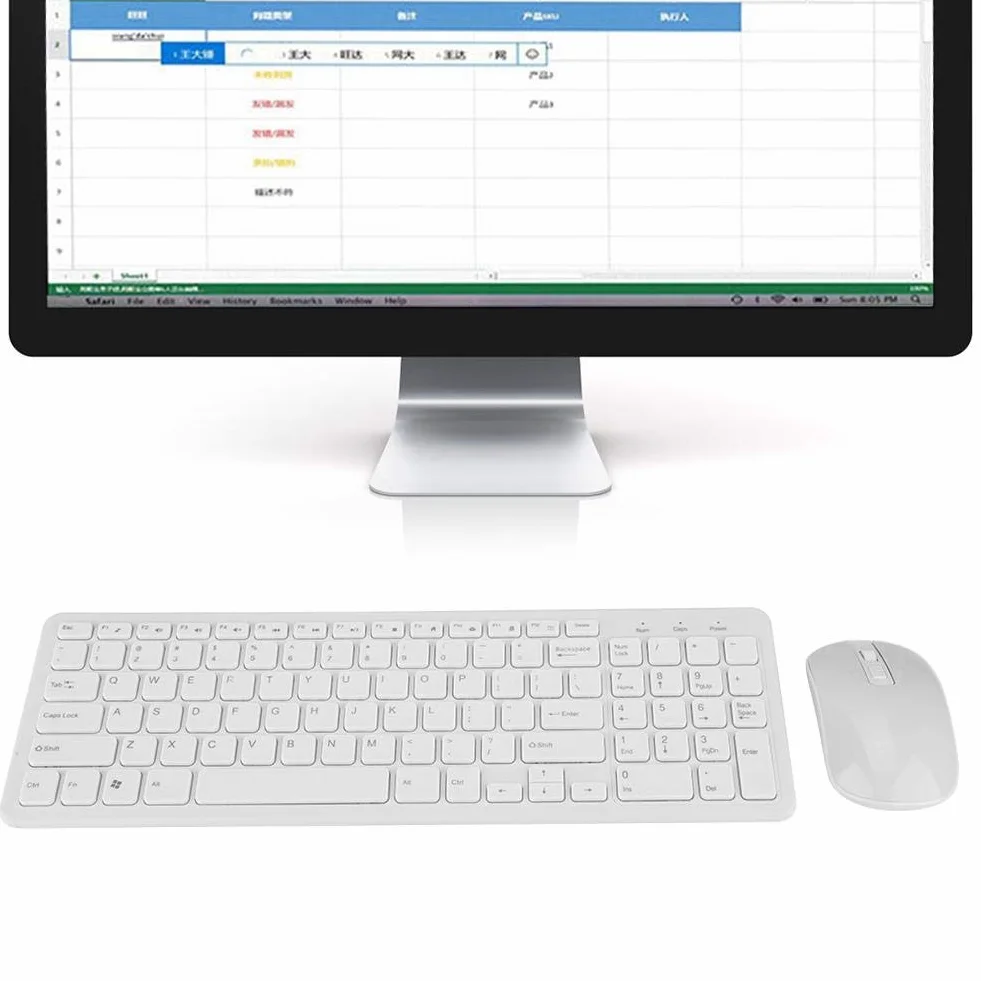 Bezprzewodowa klawiatura i mysz, 108 klawiszy, wielofunkcyjna, bezprzewodowa klawiatura 2,4 G, wysoka czułość, bez opóźnień, dla 7/8/10/XP/Vosta itp., czarna, niebieska, różowa, biała