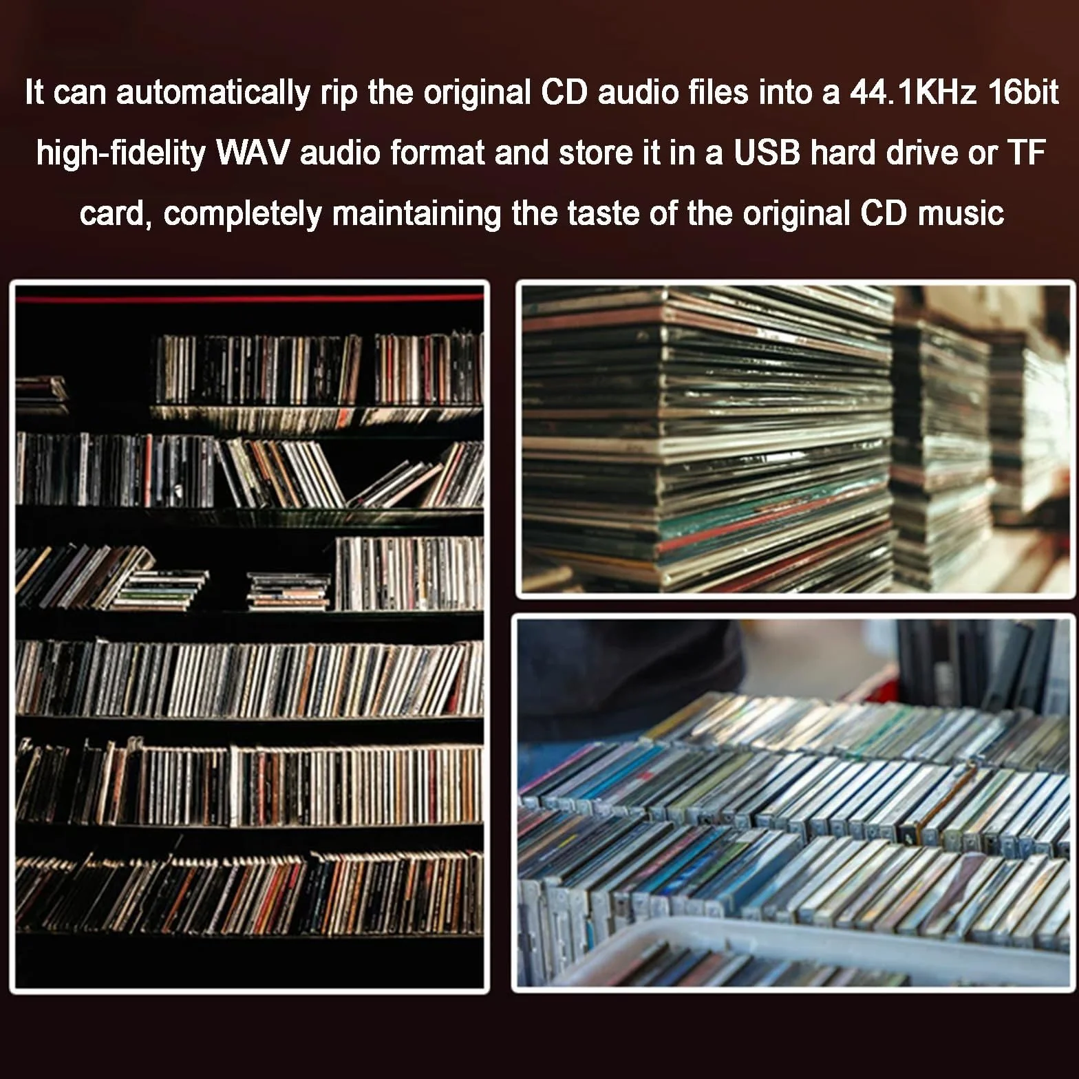 Mały Odtwarzacz CD Do Domowego Systemu Stereo, Automatyczny Zgrywacz Płyt I Digitalizator Audio Do Bezstratnych Plików WAV, Zewnętrzny Komponent Muzyczny Hi-Fi Kompatybilny Z Systemami Android