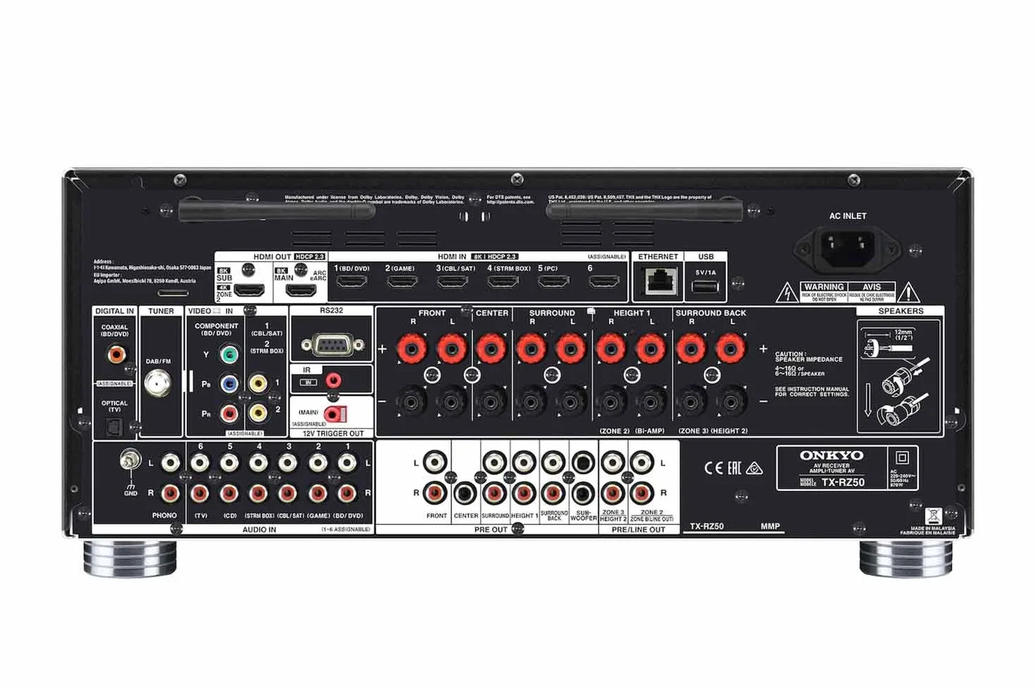 Onkyo TX-RZ50 9.2-kanałowy odbiornik sieciowy AV, czarny - demo