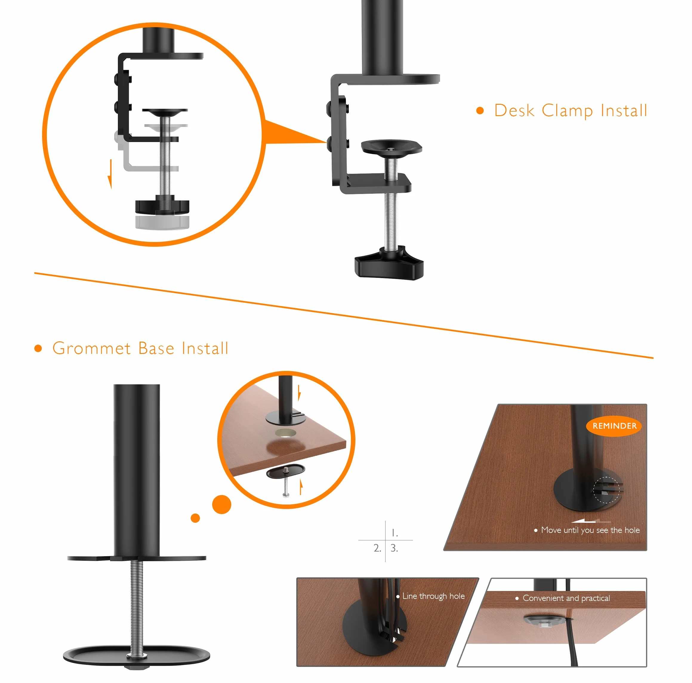 BONTEC Uchwyt na 3 Monitory Biurkowy 13-24 cale, VESA 75x75/100x100, Regulacja Wysokości, Pochylany 180°, Obracany 360°, Nośność 10kg na Monitor, Stojak na Monitory LCD/LED, Czarny | Potrójne ramię biurkowe z zaciskiem i otworem na kabel do pracy, nauki i