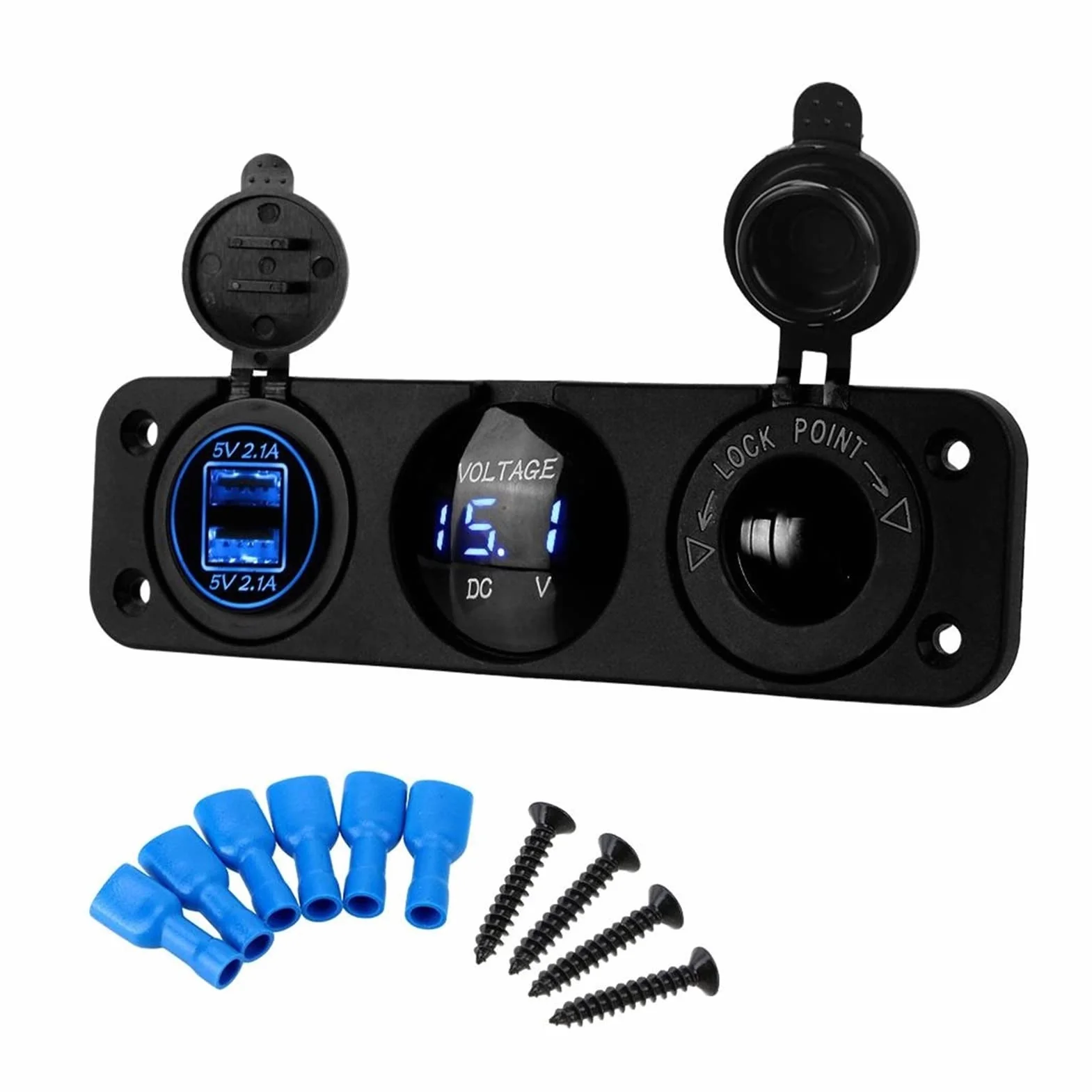 Ładowarka do gniazda zapalniczki samochodowej 12/24 V, woltomierz samochodowy, podwójny adapter USB 4,2 A, szybka mobilna zapalniczka