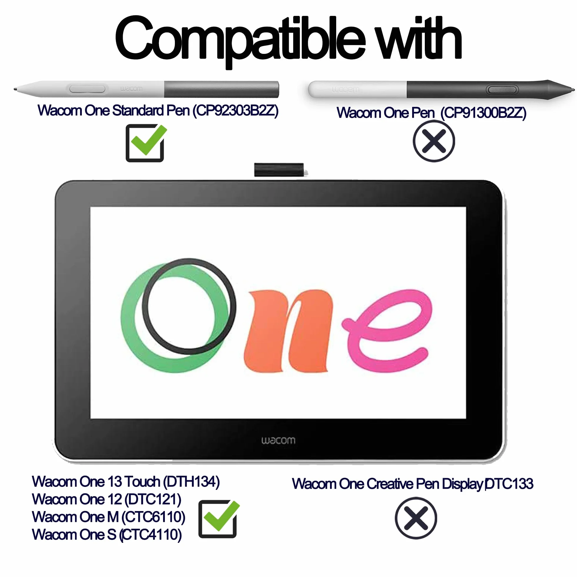[10 sztuk] Wymiana Wskazówki dla Wacom One Standard Pen (2023 Edition) dla Wacom One 13 touch (DTH134) / Wacom One 12 (DTC121) / Wacom One M (CTC6110) / Wacom One S (‎‎ CTC411 0), Czarny
