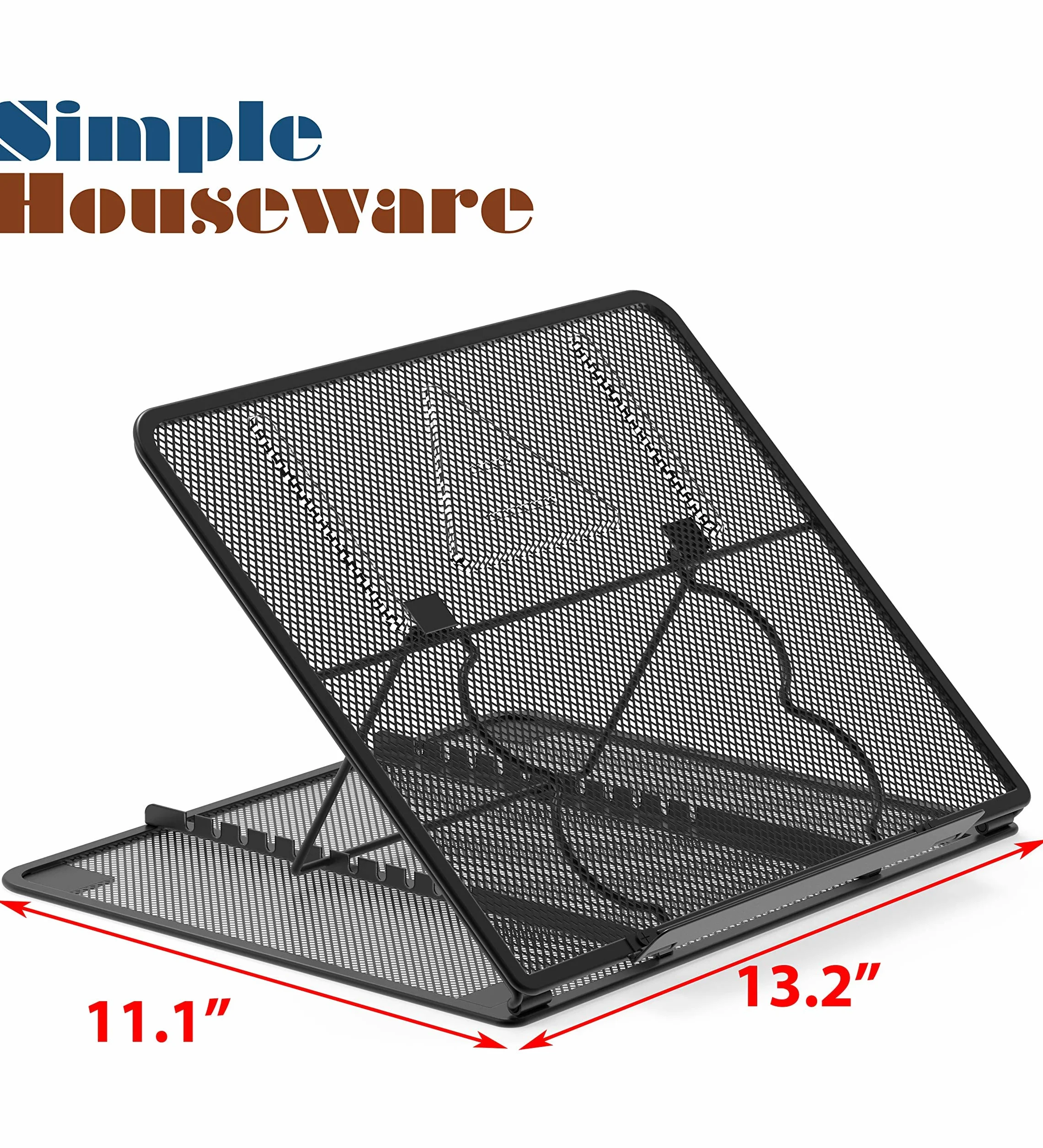 Simple Houseware Siatkowy wentylowany regulowany stojak na laptopa, czarny