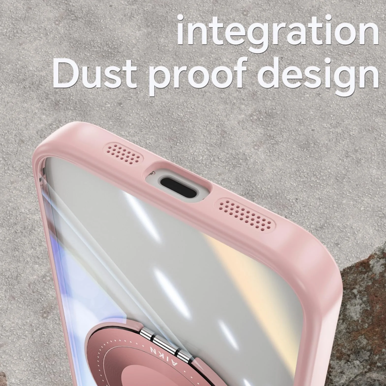 Etui na iPhone'a 17E, pierścień z magnetycznym ssaniem, przezroczyste etui ochrona przed wstrząsami, przezroczysta, smukła tylna obudowa, szary, 17E