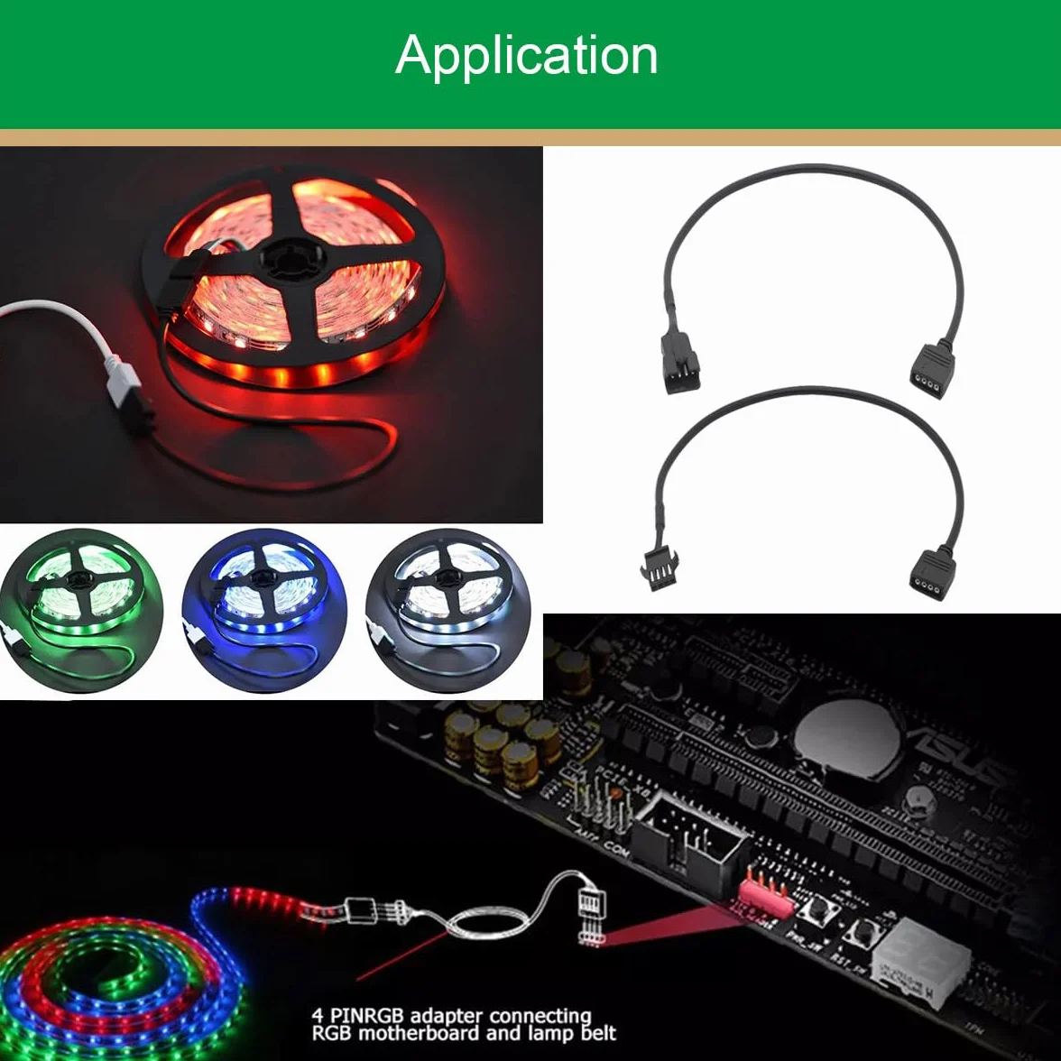 Xiatiaosann Kabel przedłużający RGB 4-pinowy 12 V męski/żeński 4-pinowy kabel przedłużający RGB do taśm LED, wentylatorów komputerowych, płyt głównych (3 żyły męskie, 3 żyły żeńskie), 6 sztuk,