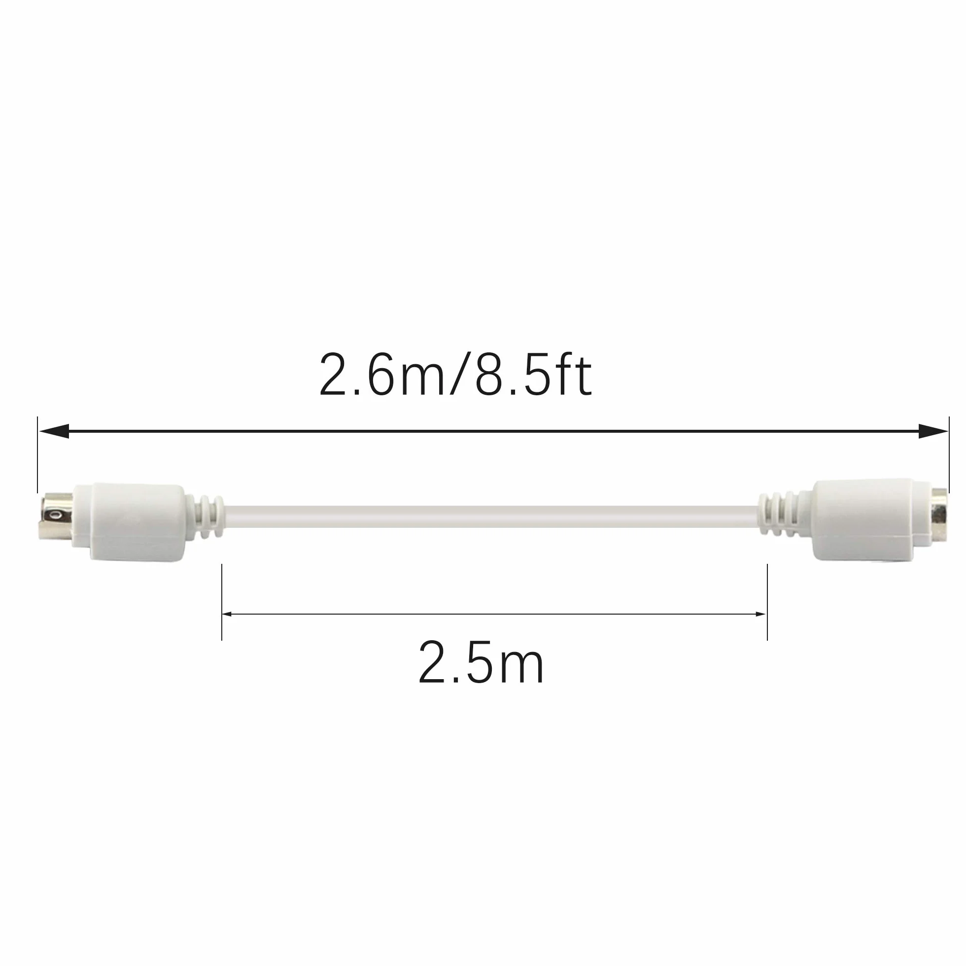 PS2 przedłużacz do myszy i klawiatury, 28AWG 6-pinowy wtyk, okrągła mysz, przedłużenie klawiatury (2,5 m)
