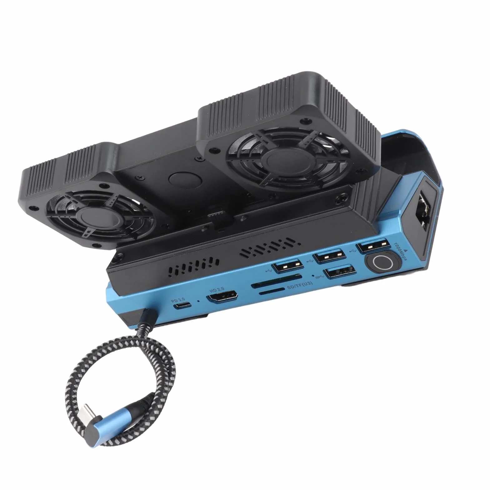 Stacja Dokująca RGB 9 w 1 z Podwójnym Wentylatorem Chłodzącym do Platformy Steam Interfejs 4K 60 Hz Gigabit Ethernet USB C Hub Stacja Dokująca do Przenośnej Konsoli Gier