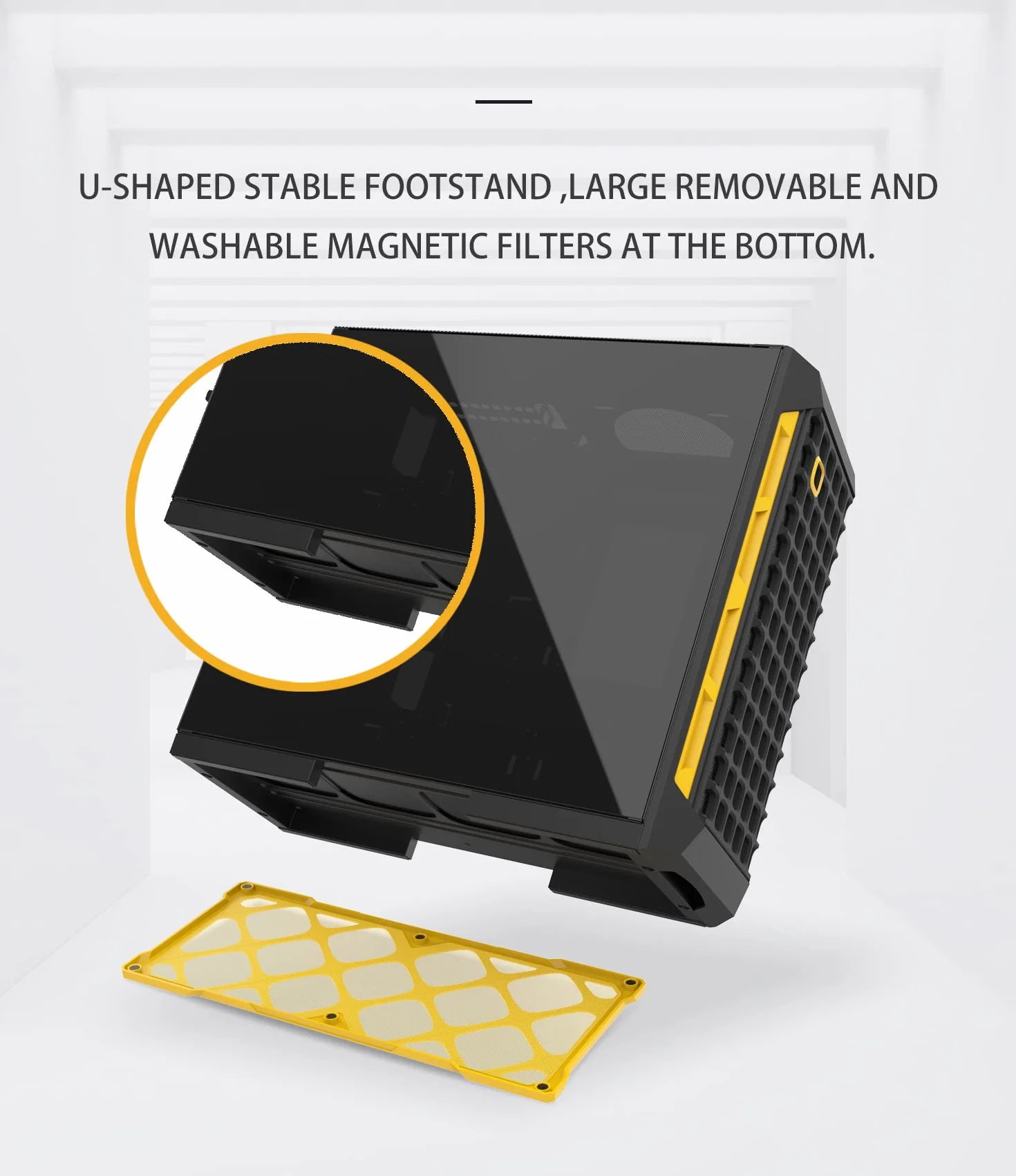 Geometric Future M6 Raphael Mid Tower, obudowa PC, pionowa konstrukcja kanału powietrznego, obsługa 12" x 11" E-ATX, 360, pionowy uchwyt GPU, czarny, GEO-M6-RA