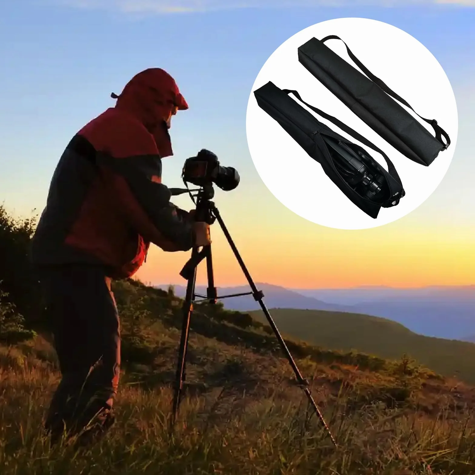 Torba na statyw, etui na statyw, torba na statyw świetlny, torba fotograficzna, nadaje się do przenoszenia statywów, monopodów, parasola na statyw świetlny i wózków ślizgowych, 2 sztuki, 60 cm