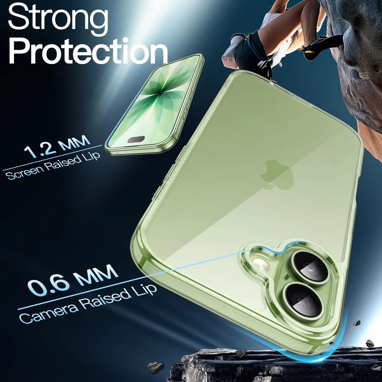 JETech Etui dla iPhone 17 6,3 Cala, Nieżółknące Odporne na Wstrząsy na Bumper Telefonu Osłona, Odporny na Zarysowania Przejaśniać Tył (Szałwia)