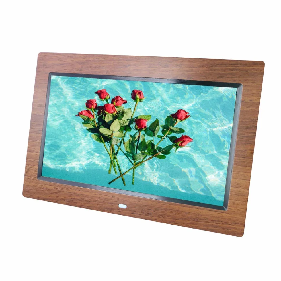 10-Calowa Cyfrowa Ramka Na Zdjęcia Led Lcd, Wyświetlacz Full Hd Ips 1024X600 - Drewniana Maszyna Reklamowa - Odtwarzacz Muzyki, Filmów I Zdjęć, Czarna.
