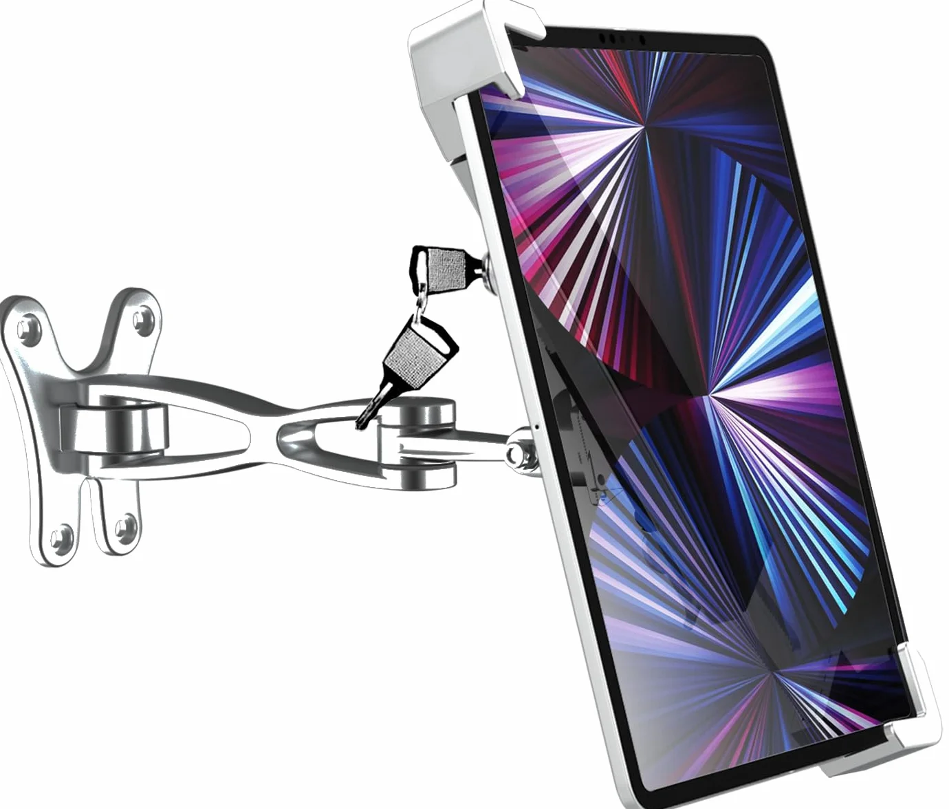 Oilcan Antykradzieżowy stojak na tablet ścienny, zamykany uchwyt ścienny na tablet z zamkiem i kluczem [regulowane metalowe ramię] biznesowy uchwyt ekspozycyjny na iPada, Galaxy Tab, Lenovo, Amazon