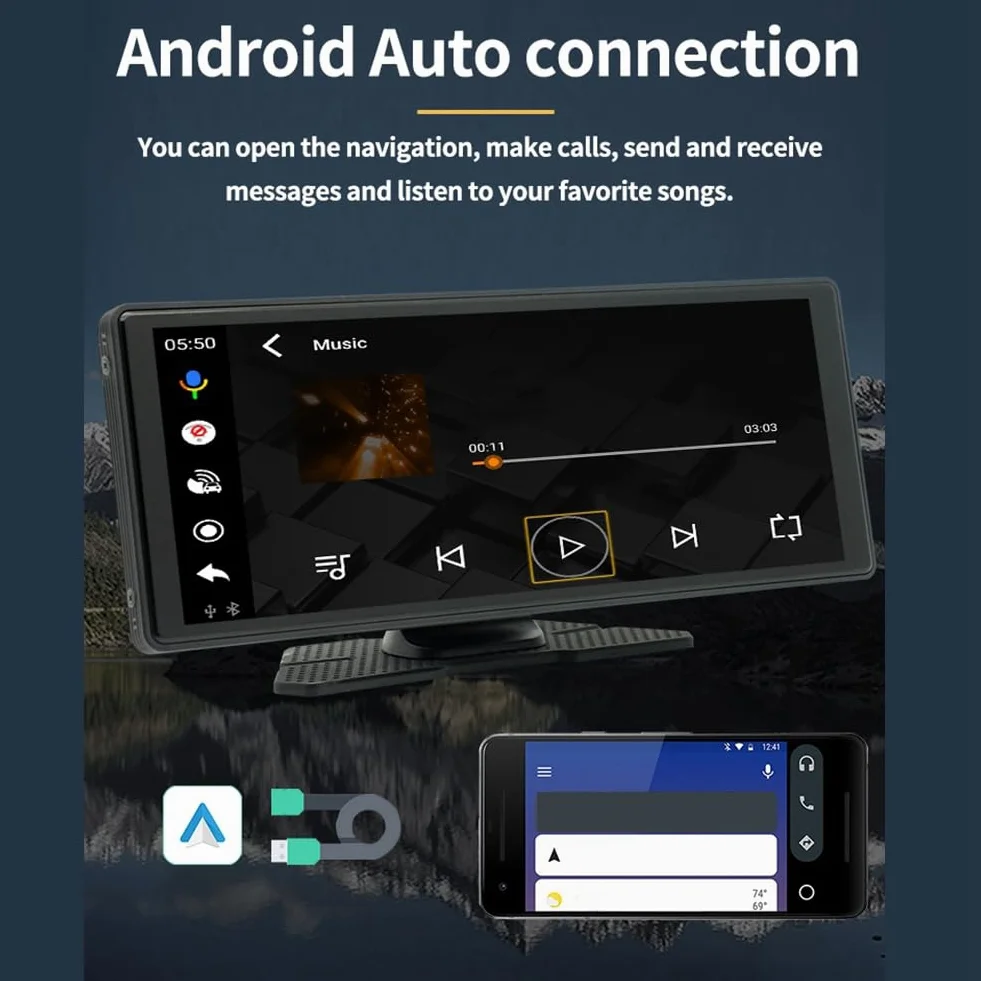 1 zestaw 9,36-calowy pojemnościowy ekran dotykowy do nawigacji samochodowej bez funkcji CarPlay i Android Auto Przenośny automatyczny odtwarzacz multimedialny w samochodzie, odtwarzacz