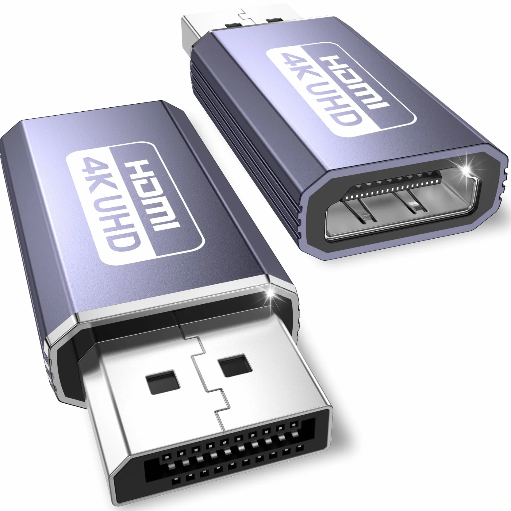Adapter DisplayPort na HDMI, 2 sztuki, uniwersalny, obsługuje 4K przy 60 Hz/4K przy 30 Hz/2K przy 60 Hz/1080P przy 120 Hz. Kompatybilny z Lenovo, HP, Dell, GPU, AMD, NVIDIA i komputerami stacjonarnymi