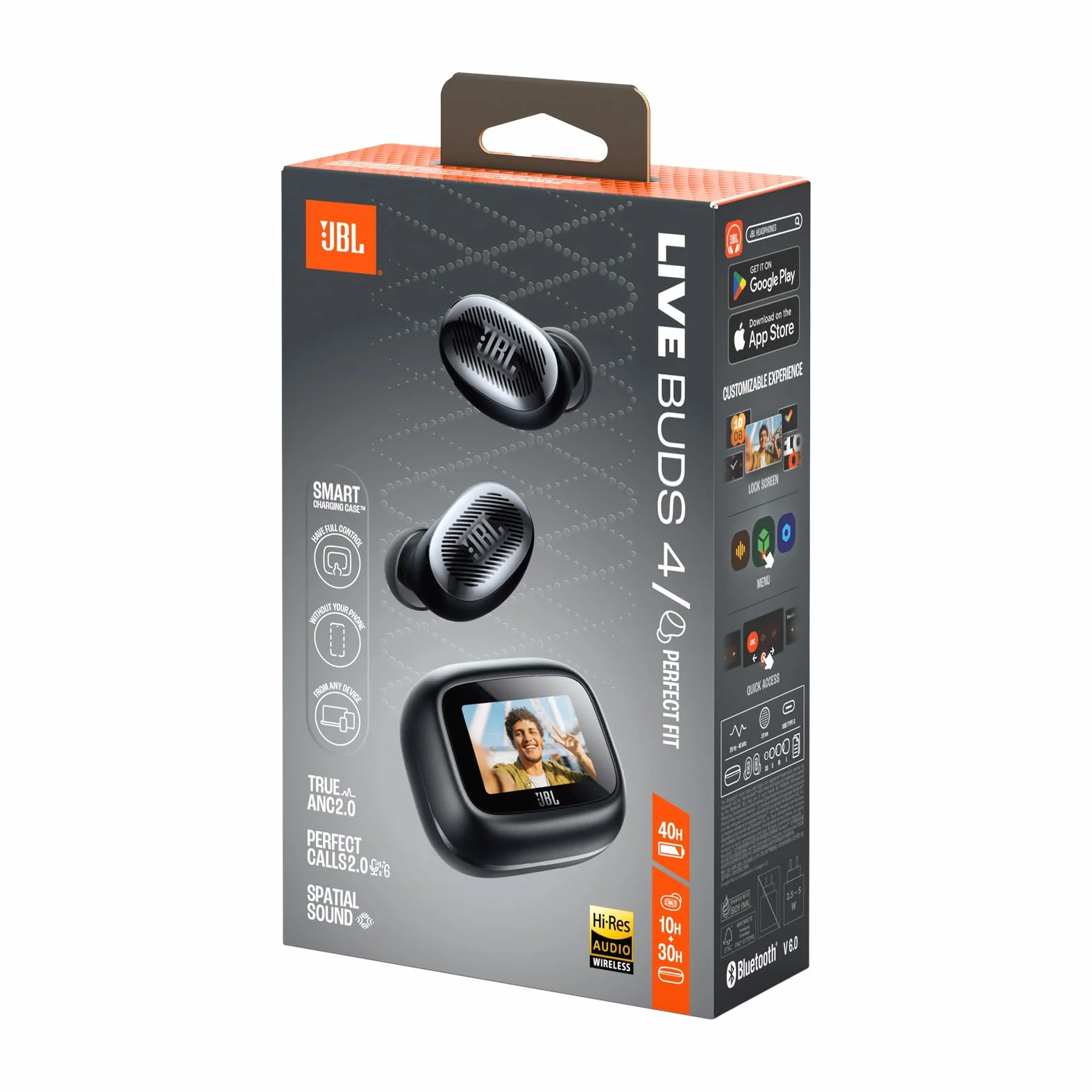 JBL Live Buds 4, Bezprzewodowe Słuchawki Bluetooth, Czarne | 40Hrs, True Adaptive Noise Cancelling i Dźwięk JBL Signature, Wodoodporność IP55, Inteligentne Etui ładujące