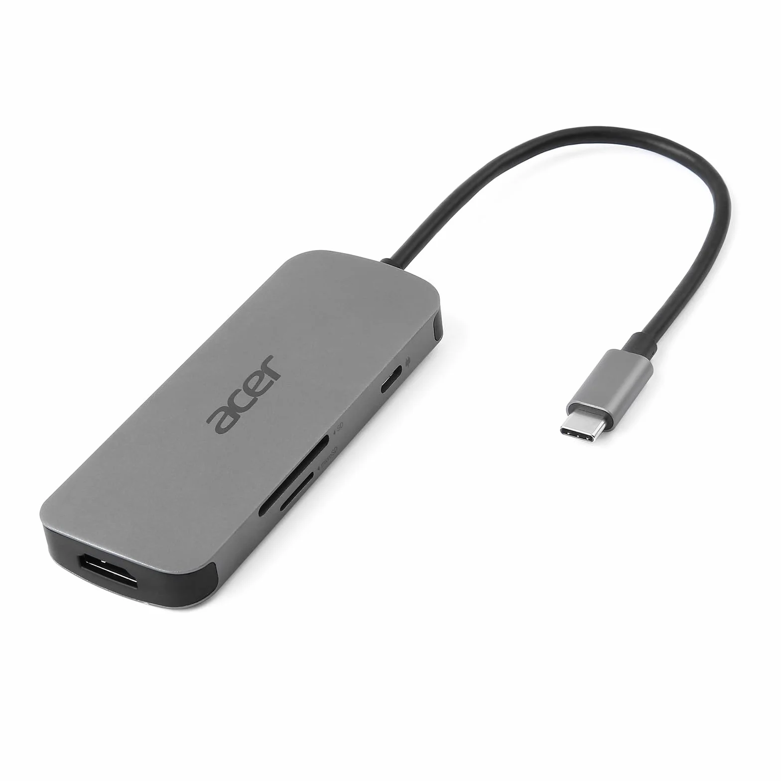 Acer Mini stacja dokująca 7 w 1 (USB typu C do 1 x USB typu C (w PD), 3 x USB 3.0, 1 x HDMI, 1 x czytnik kart SD, 1 x czytnik kart microSD), kolor srebrny