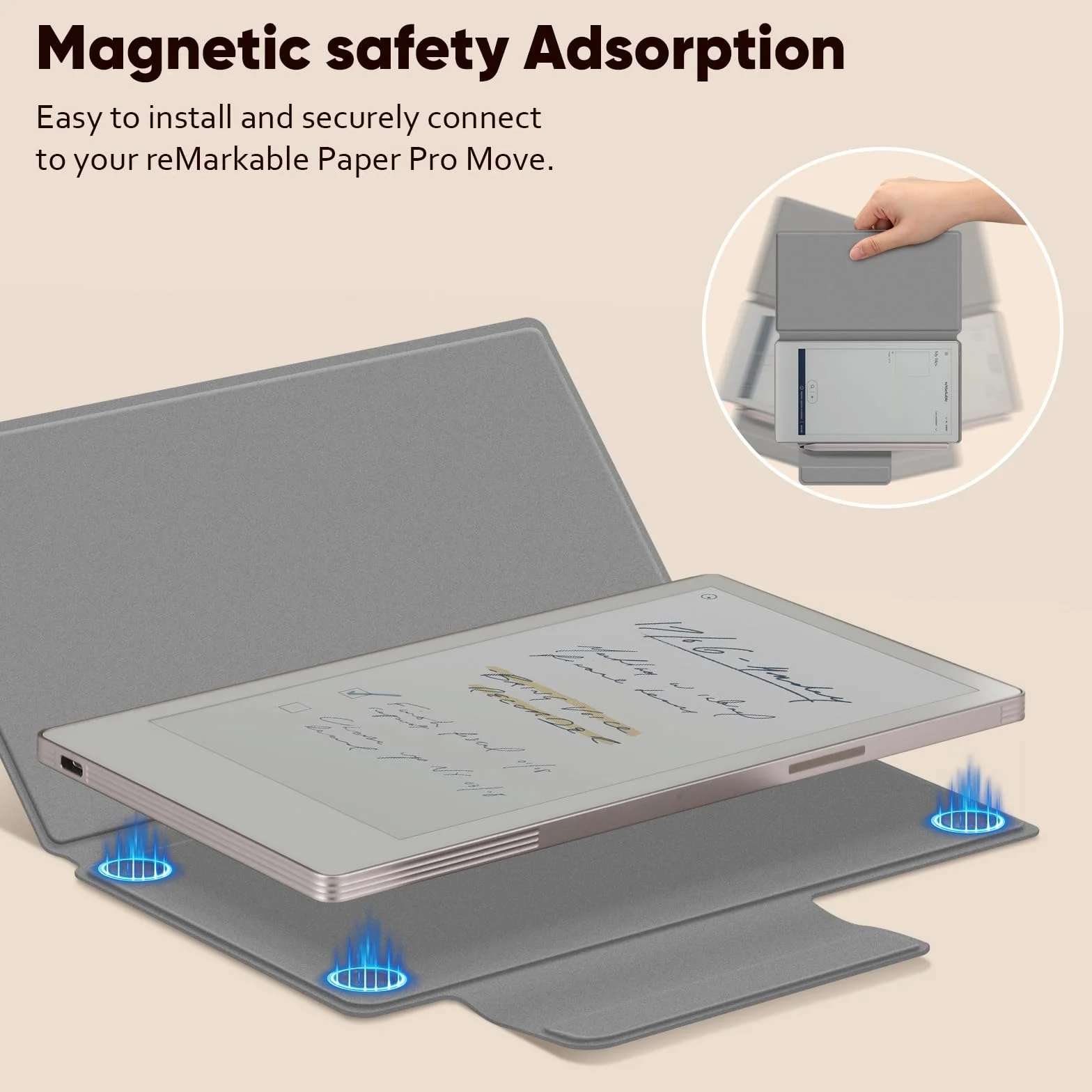 Fintie Etui do Remarkable Paper Pro Move 7,3" 2025 z uchwytem na długopis, materiał PU, czarne