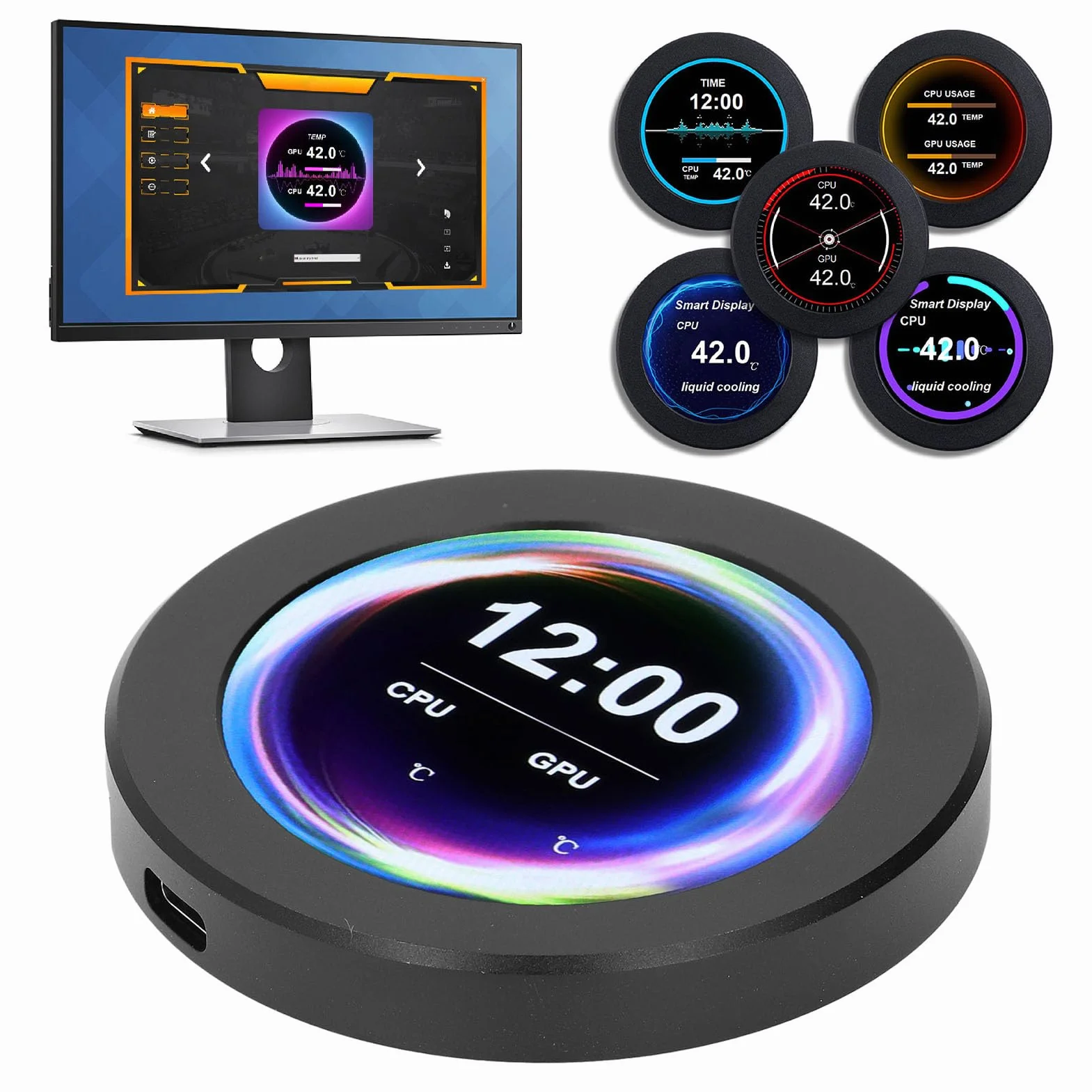Zaawansowany Zestaw Aktualizacji Ekranu Wyświetlania AIO z 2,1-calowym LCD dla Procesora Chłodnica w Czasie Rzeczywistym Monitor Temperatury w Czasie Aluminium dla Części Komputerowych i Akcesoriów